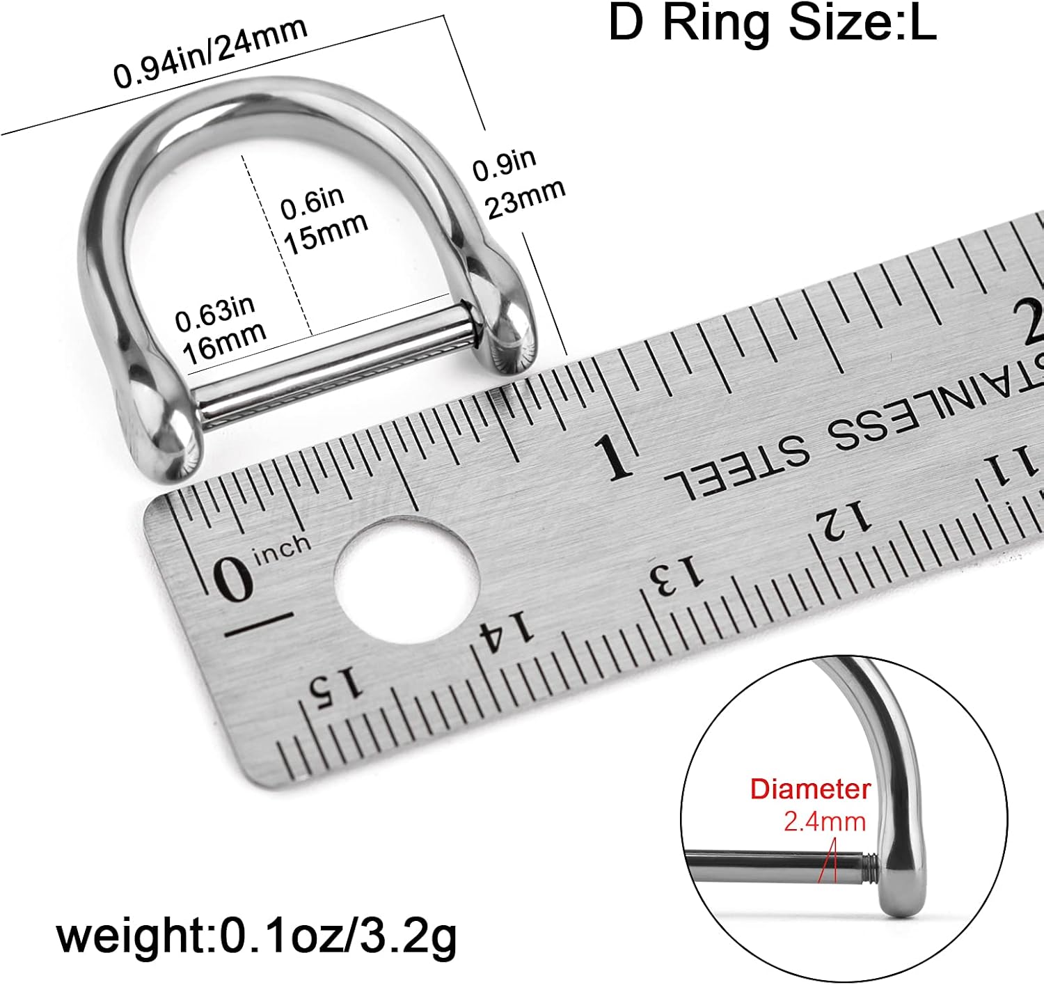 TISUR Anillos en D de titanio con grillete de tornillo, anillos de llavero en forma de D, pequeños perros y gatos anillo de correa para hacer