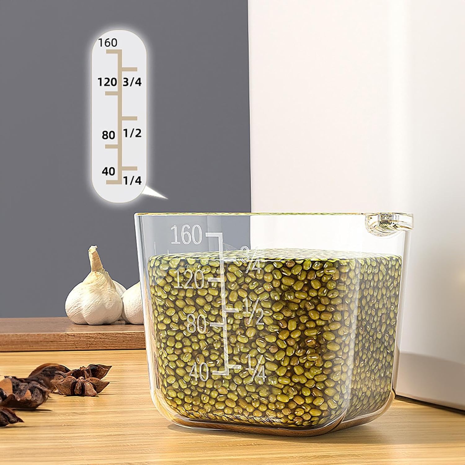Dispensador de arroz, contenedor de arroz de 22 a 25 libras, Contenedores de alimentos, Contenedor de harina de alimentos secos con taza medidora,
