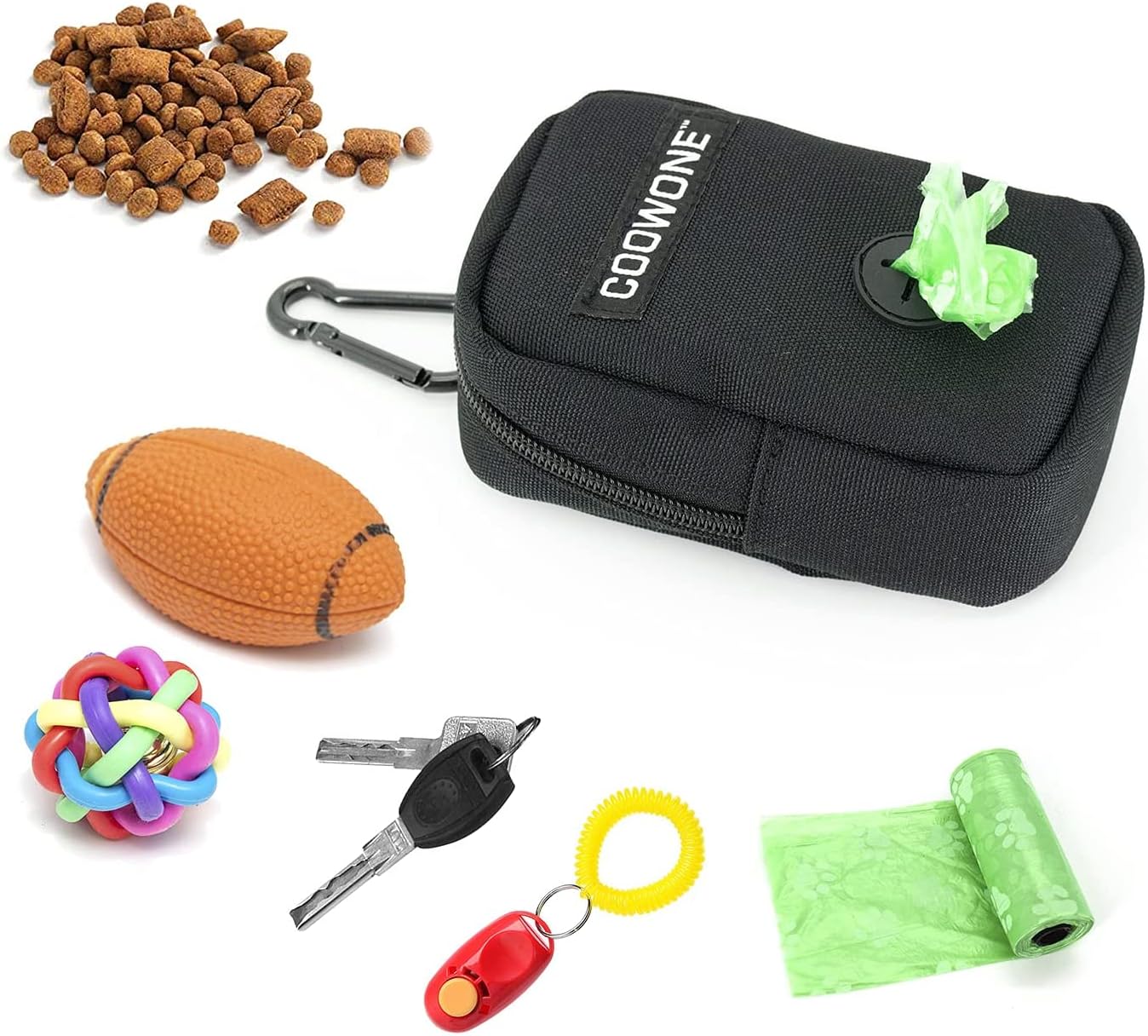 COOWONE Bolsa de golosinas para perros con clip, bolsas de golosinas para entrenamiento de mascotas, bolsa de golosinas para perros pequeños, bolsa