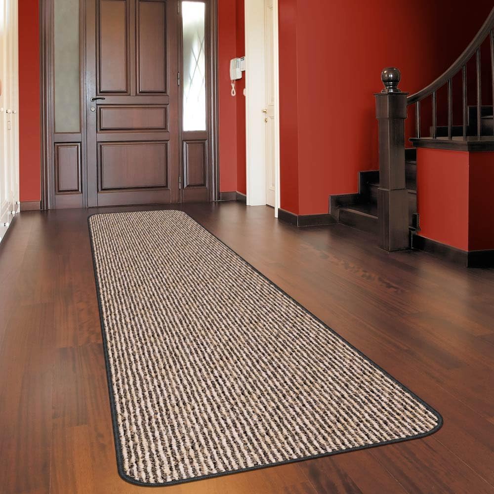 House, Home and More Alfombra antideslizante – Ondulación negra – 8 pies x 27 pulgadas