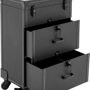 Estuche de tren de maquillaje de 3 niveles con 4 ruedas, estuche de alta seguridad con ruedas para maquillaje, organizador de esmalte de uñas, Estuche de tren de maquillaje de 3 niveles con 4 ruedas, estuche de alta seguridad con ruedas para maquillaje, organizador de esmalte de uñas,