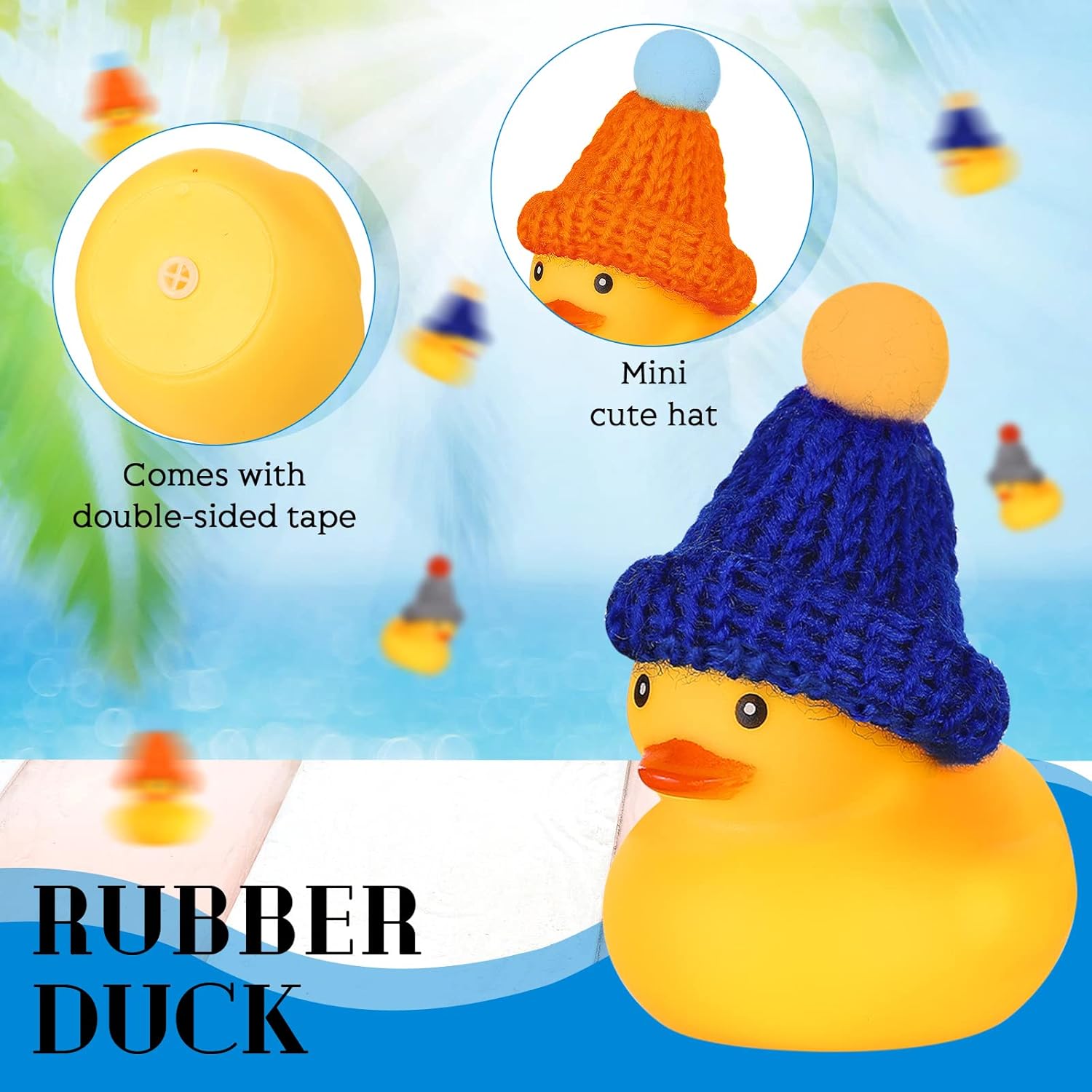 Chivao 12 patos de goma con 12 lentes de sol, sombreros, gorros, bufanda, pequeños patos de crucero a granel, juguetes de bañera para regalo del día