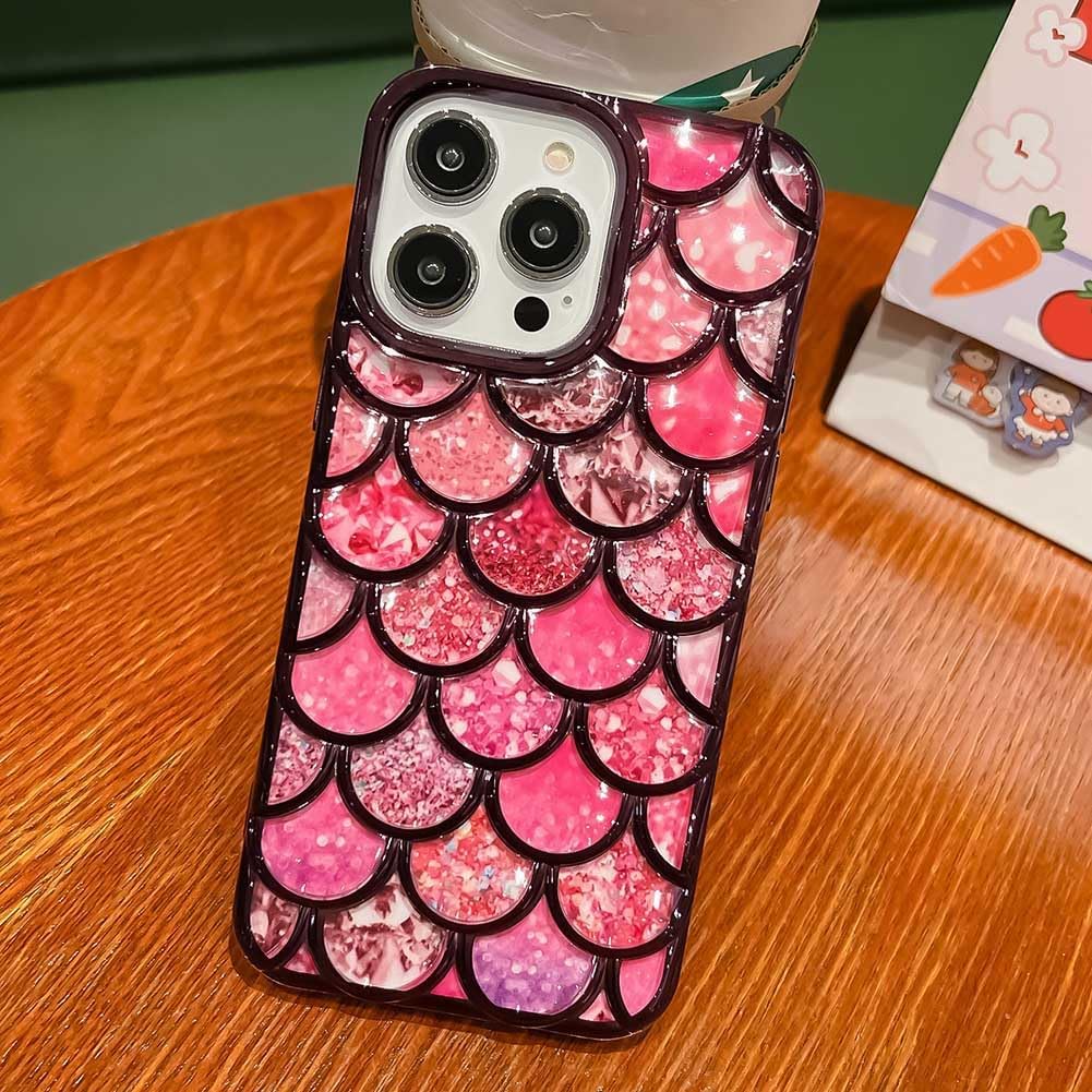 KERZZIL Funda de lujo con diseño de sirena 3D compatible con iPhone 13 Pro Max, bonita funda de TPU suave chapado en oro para mujeres y niñas