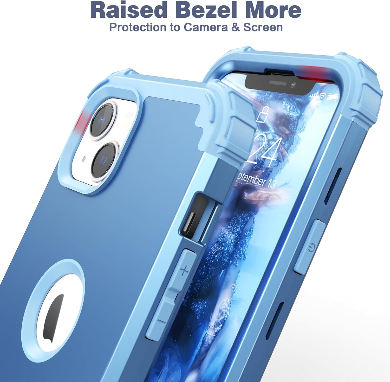IDweel Funda para iPhone 15 con protector de pantalla de vidrio templado, 3 en 1, a prueba de golpes, delgada, híbrida, resistente, cubierta de