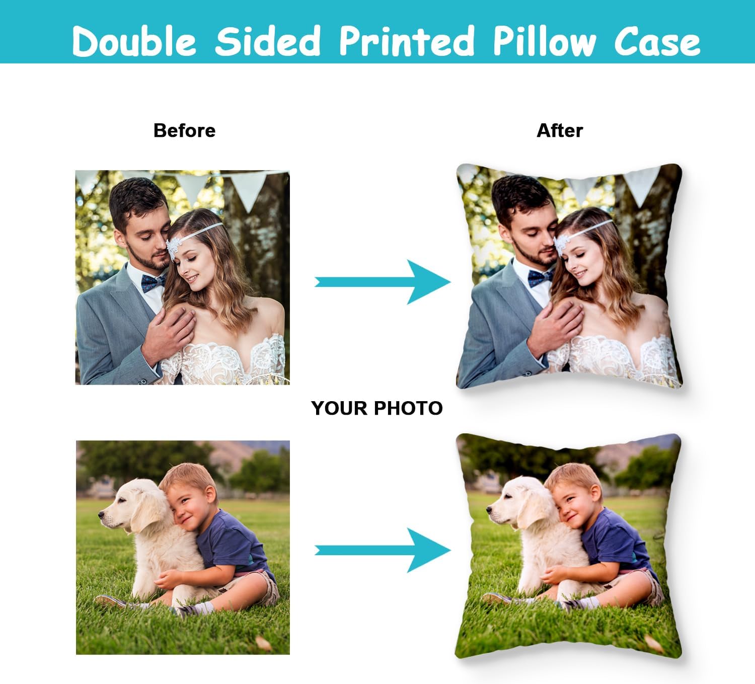 GagetElec Almohadas personalizadas con imagen, almohada personalizada con foto, (16 x 16 pulgadas con relleno de almohada), regalos personalizados