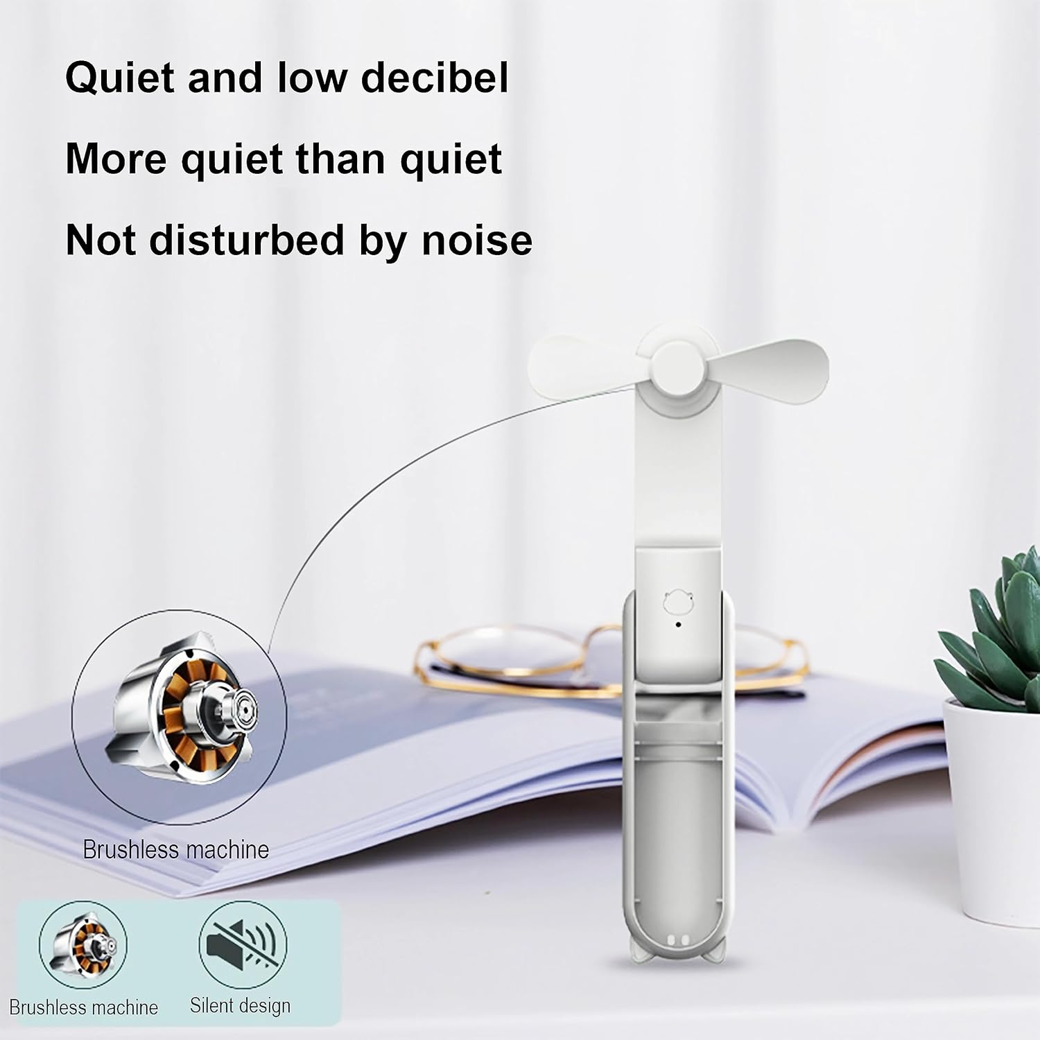Mini ventilador portátil, batería de larga duración de 2000 mAh de 48 horas, ventilador plegable de carga USB, multifuncional que es un ventilador