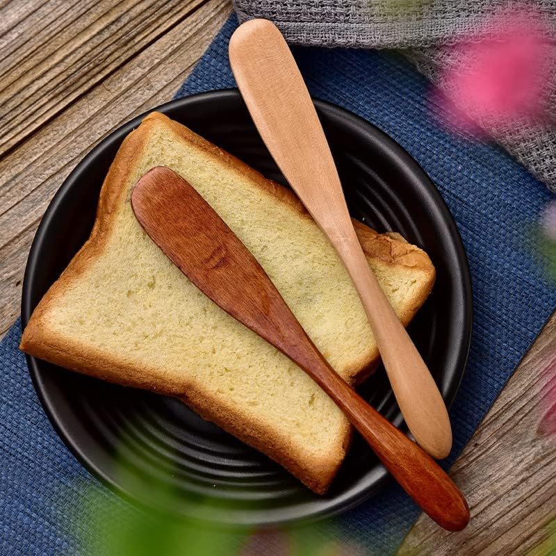 lasenersm 4 piezas de mantequilla de madera, espátula de crema de madera, esparcidores de queso, máscara cosmética, cuchara mezcladora, espátulas de