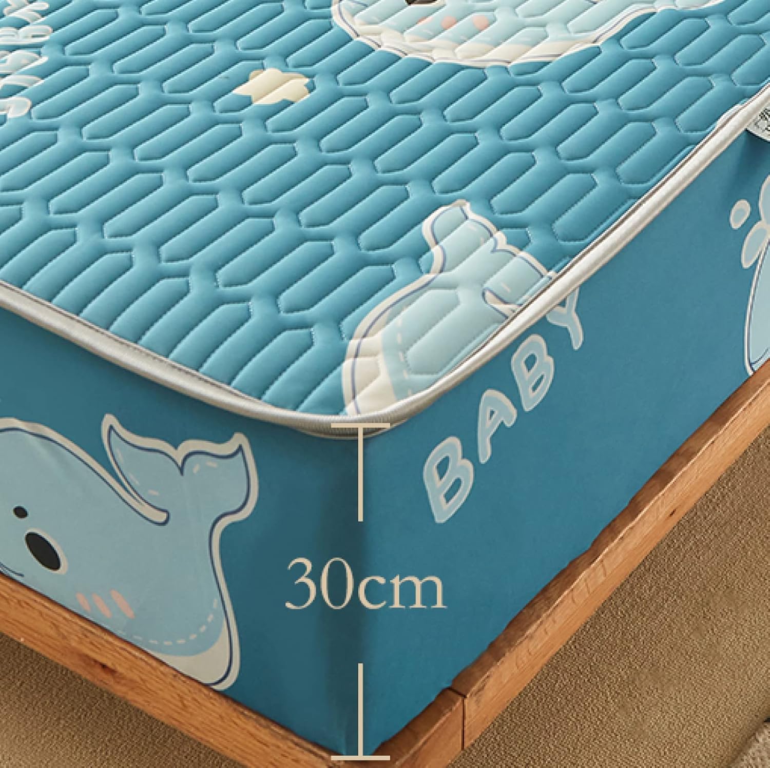Daenlujec Sábanas bajeras de cama tamaño King con puntos blancos y negros, funda de colchón de látex de verano, juego de sábanas y fundas de