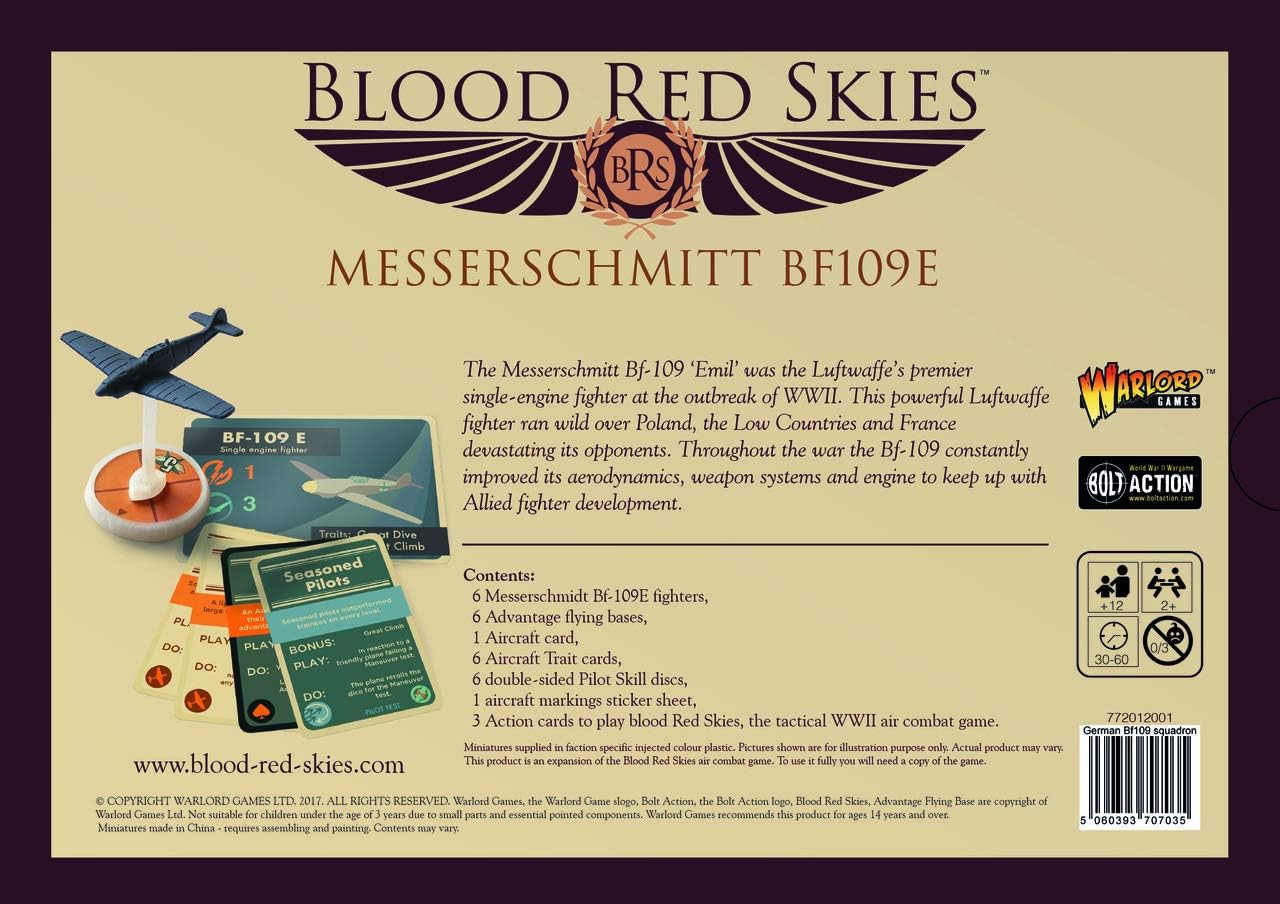 Blood Red Skies Messerschmitt BF109 E Squadron 1200 Juego de guerra de combate aéreo masivo de la Segunda Guerra Mundial