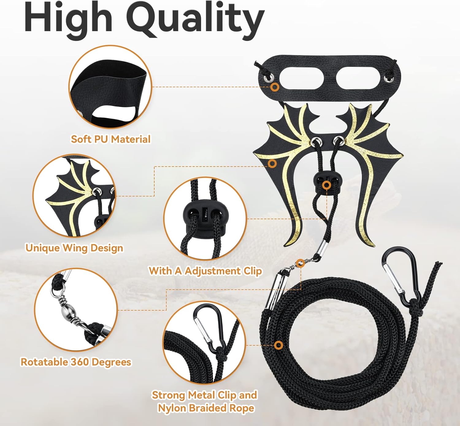 Ullnosoo – Correa de dragón barbudo, accesorios de arnés ajustable para reptiles y lagartos Ullnosoo Dinosaur de cuero suave para caminar