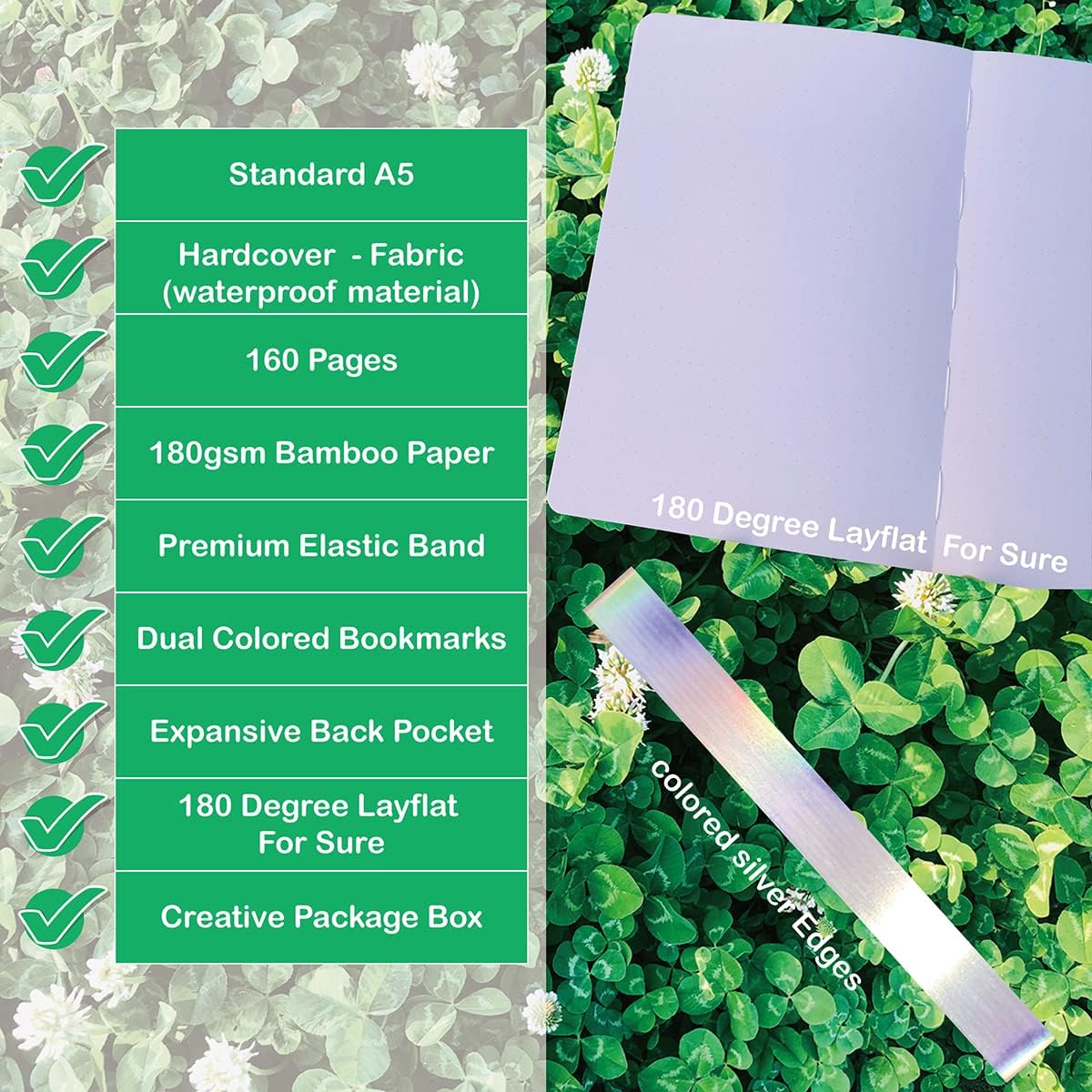 Cuaderno punteado con cuadrícula de puntos, colección Zodiac A5, tapa dura, 160 páginas, tamaño 5.7 x 8.2 pulgadas, papel de bambú de 6.32 ozyd,