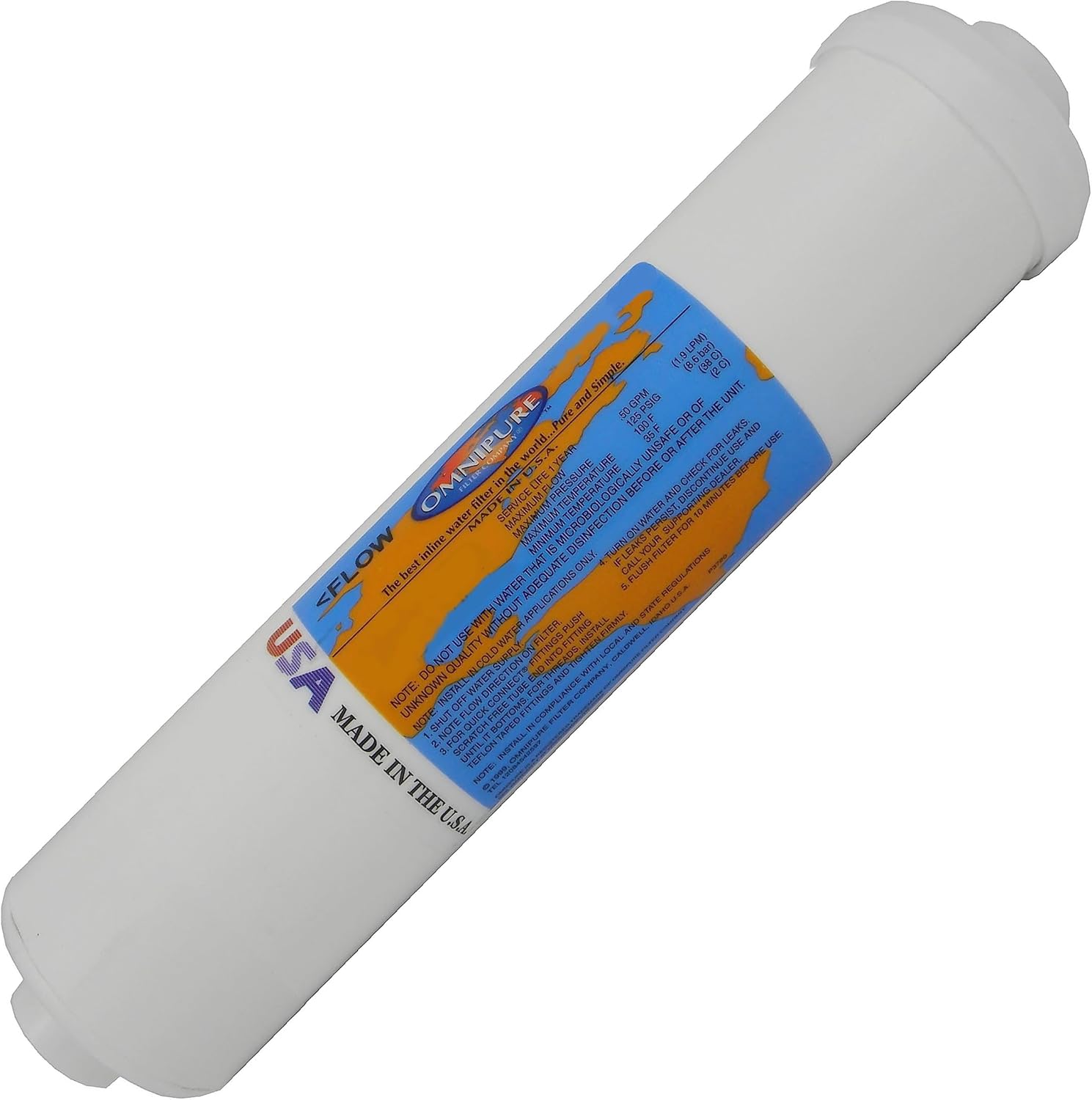 IPW Industries Inc -Omnipure – K5640-CC – 12″ x 2.5″ T40 GAC Filtro en línea de carbono de coco 38″ NPT