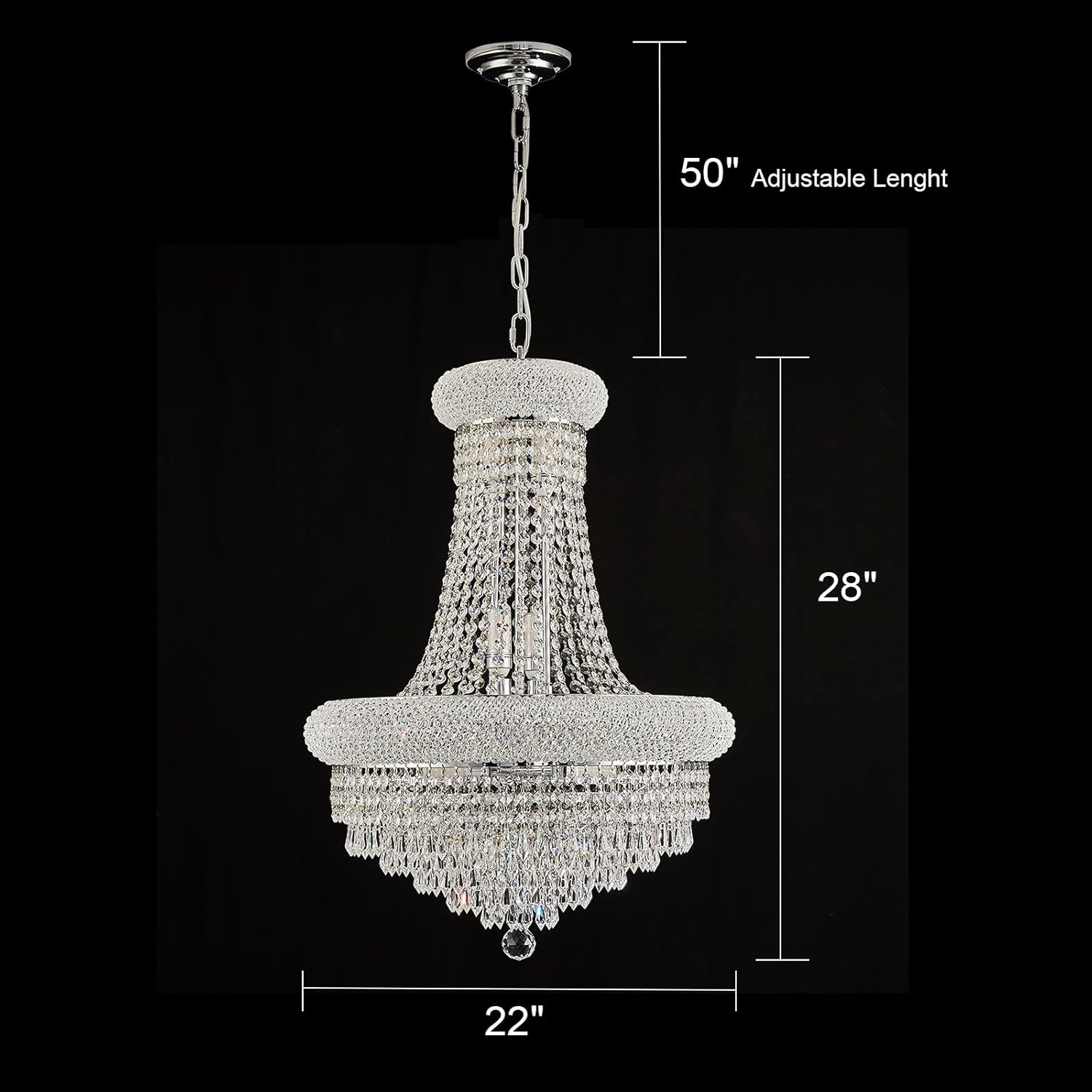 Lámpara de araña de cristal con forma de gota de lluvia imperio de 12 luces para sala de estar, vestíbulo, entrada, comedor, pasillo, dormitorio,