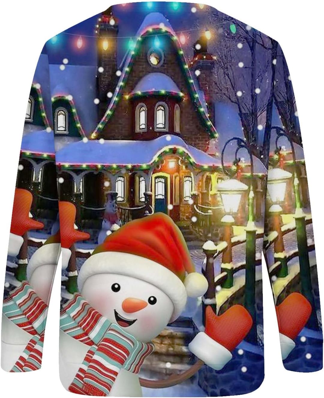 asjyhkr Camisa de Navidad para mujer, sudadera con estampado de patrón navideño, vintage, manga larga, para adolescentes, niñas, suave, cuello
