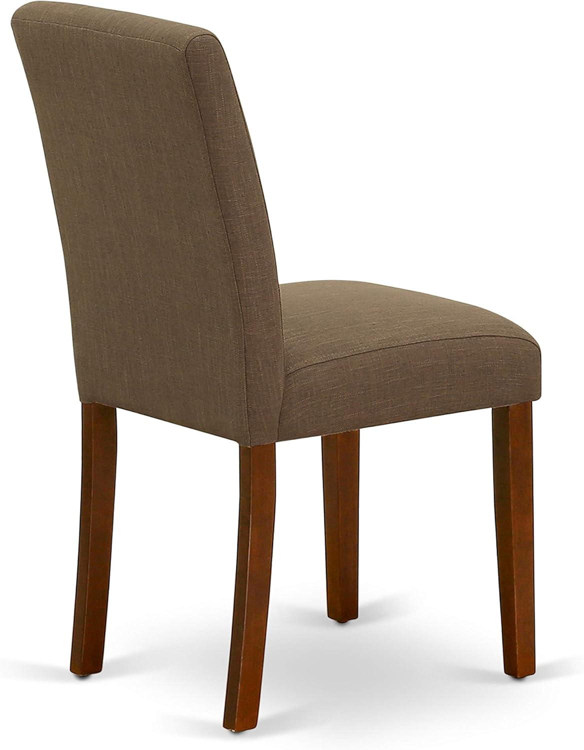East West Furniture ABP3T18 Parson – Juego de 2 sillas acolchadas de tela de lino para comedor, color caoba