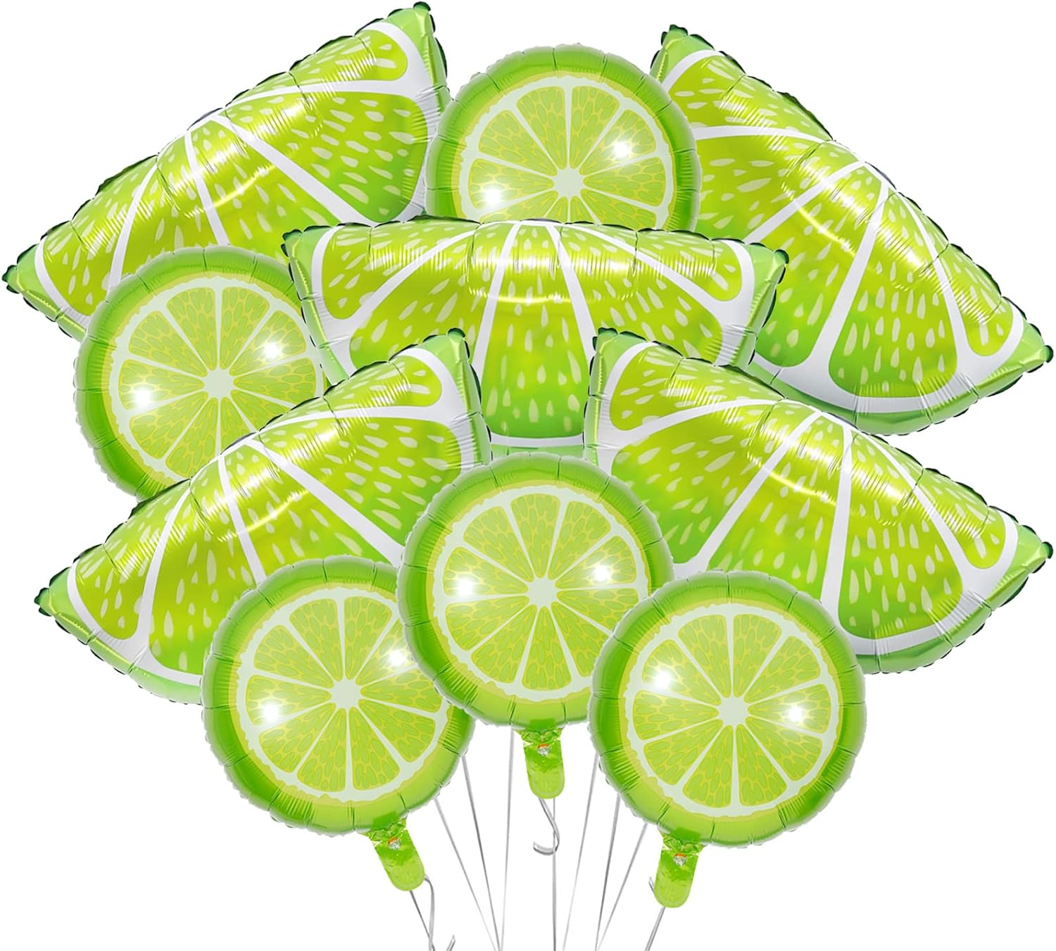 10 globos de fruta y lima, grandes frutas verdes de limón, globos redondos de Mylar de limón para verano, cosecha de Acción de Gracias, otoño,