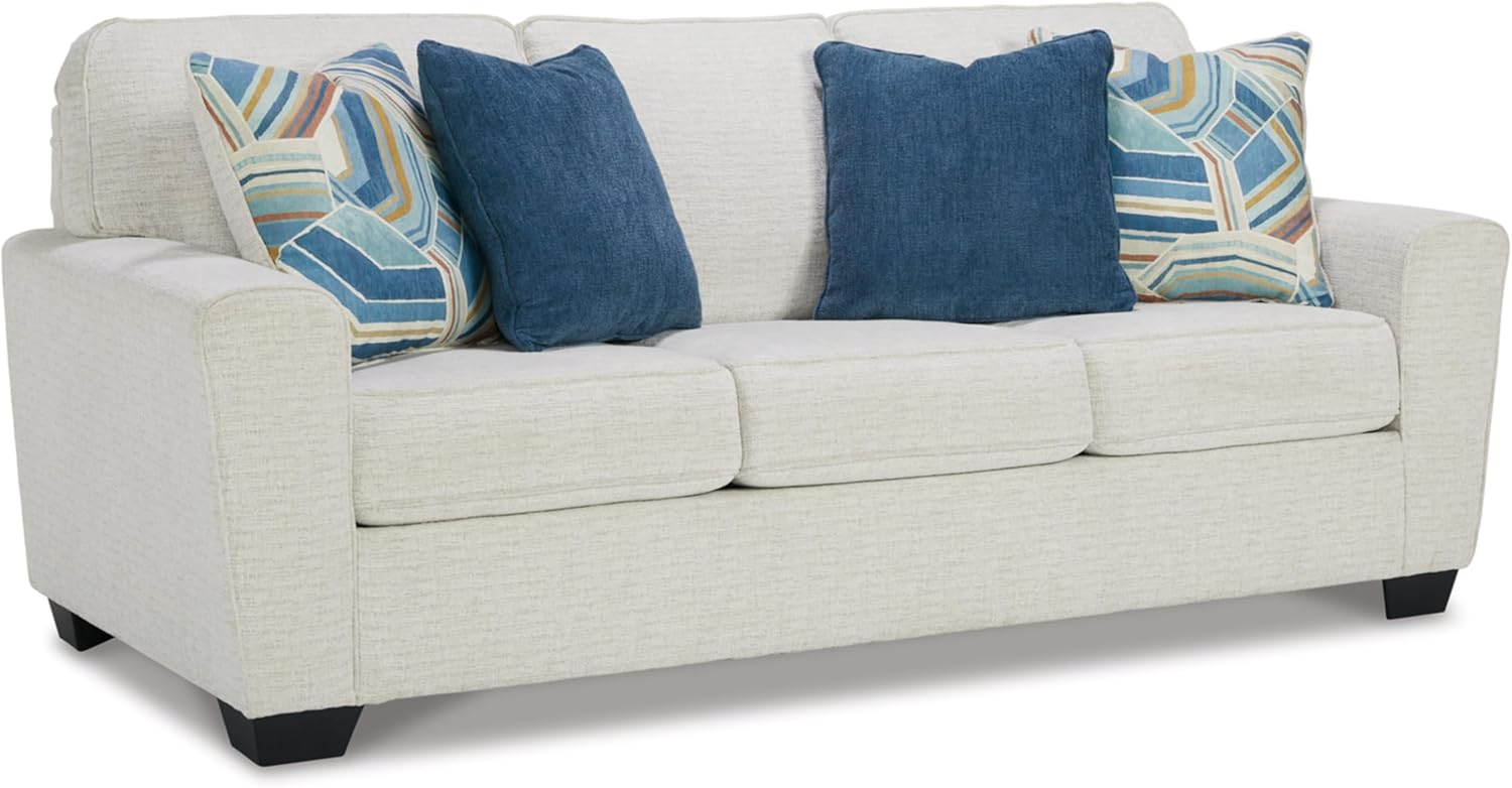 Signature Design by Ashley Cashton Casual 2 en 1 Sofá cama con colchón plegable de espuma viscoelástica, Queen, color blanco
