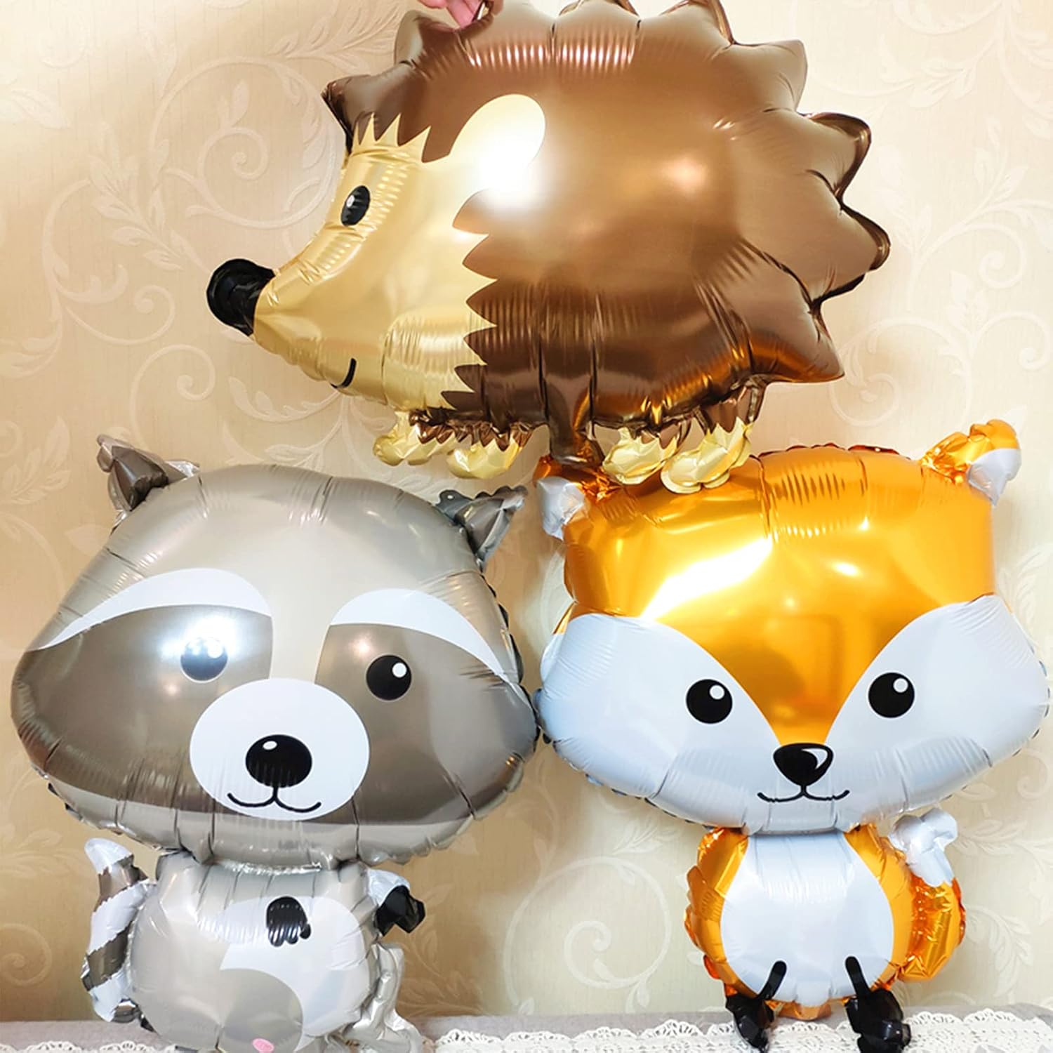 6 globos de papel de aluminio de zorro, globos de fiesta de animales del bosque, lindos globos de Mylar helio Hawaii Forest Critter Fox globo para