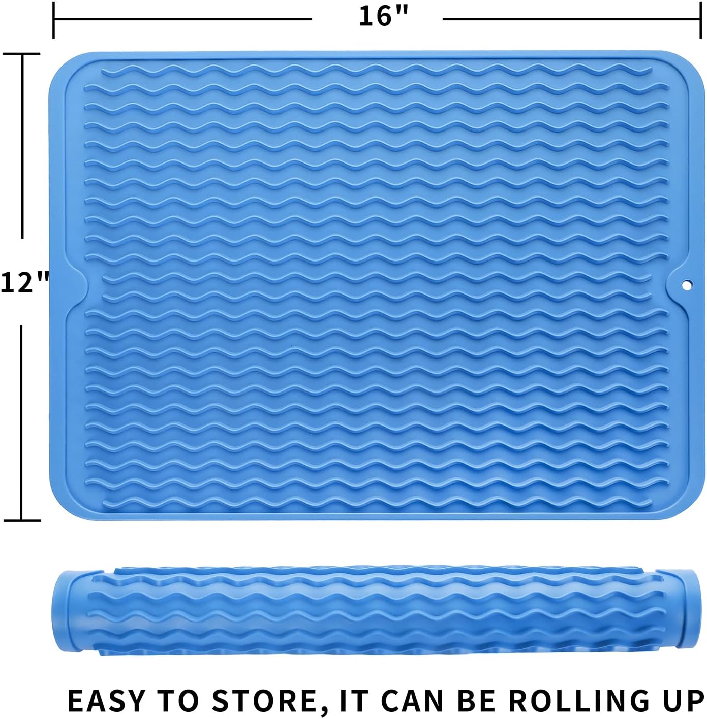 MicoYang Alfombrilla de silicona para secado de platos para múltiples usos, fácil de limpiar, ecológica, resistente al calor, alfombrilla de