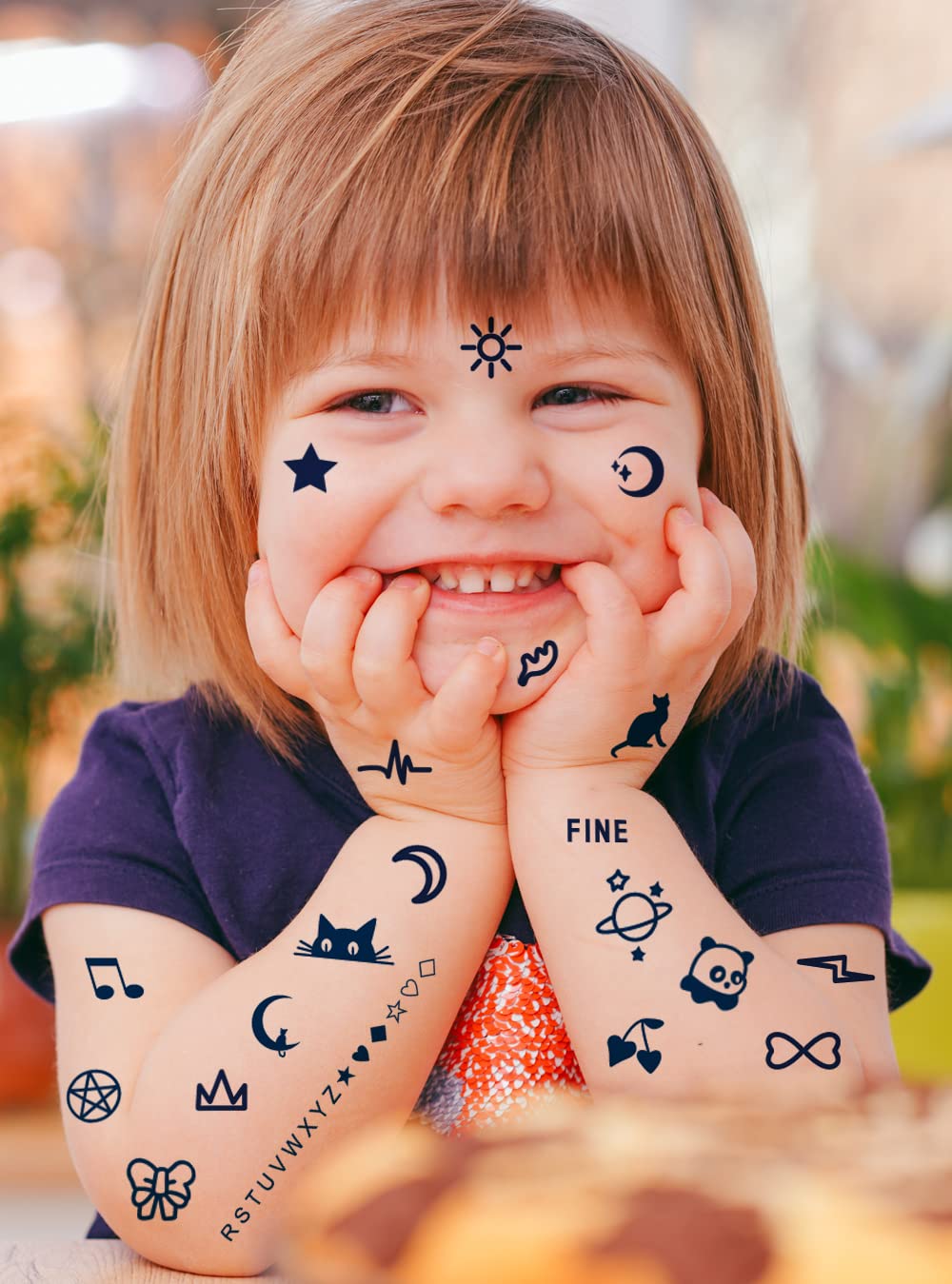Pequeño y lindo tatuaje semipermanente, 6 hojas de larga duración de 7 a 14 días, tatuajes temporales para niños, lindas calcomanías de tatuaje