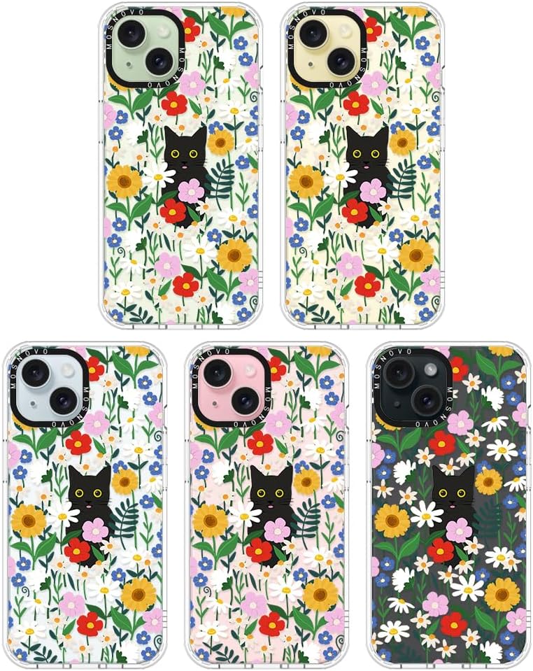 MOSNOVO Buffertech – Funda compatible con iPhone 15 Plus, impacto de caída de 6.6 pies, tecnología antidesprendimiento, funda transparente de