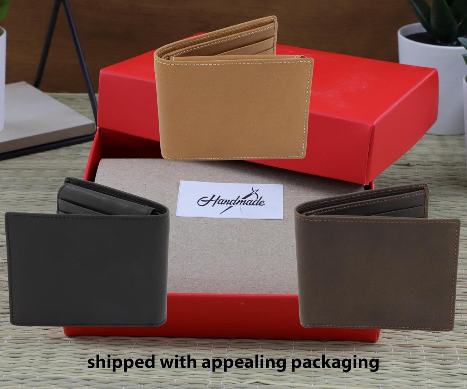 Men’s Real Leather Custom Bifold Wallet, RFID Blocking Customized Wallet with ID Window, Genuine Leather Credit Card Holder for Men with Gift Box
