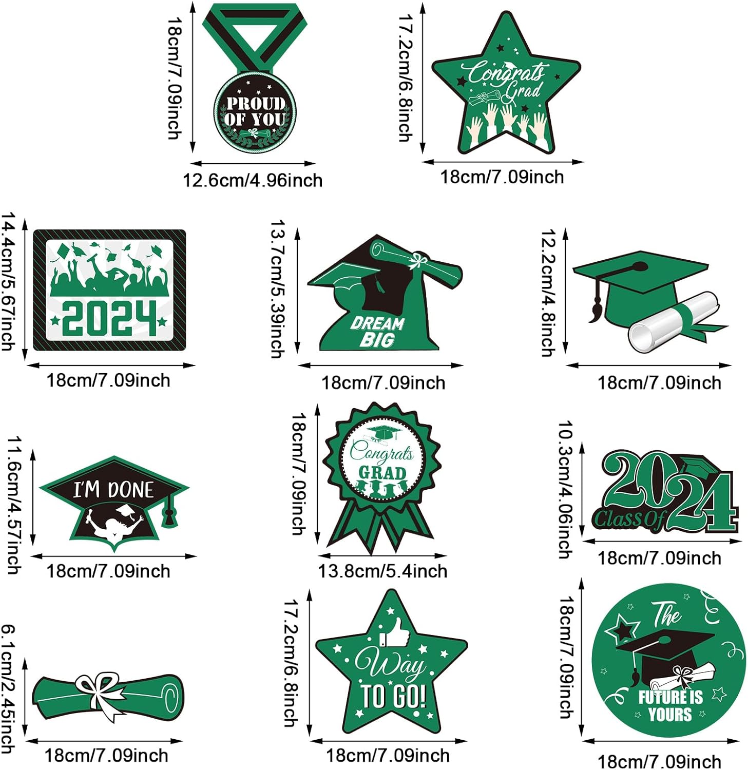 Decoraciones para fiestas de graduación 2022, 30 unidades de remolinos colgantes de aluminio con diseño de estrellas, toga, diplomas, serpentinas de