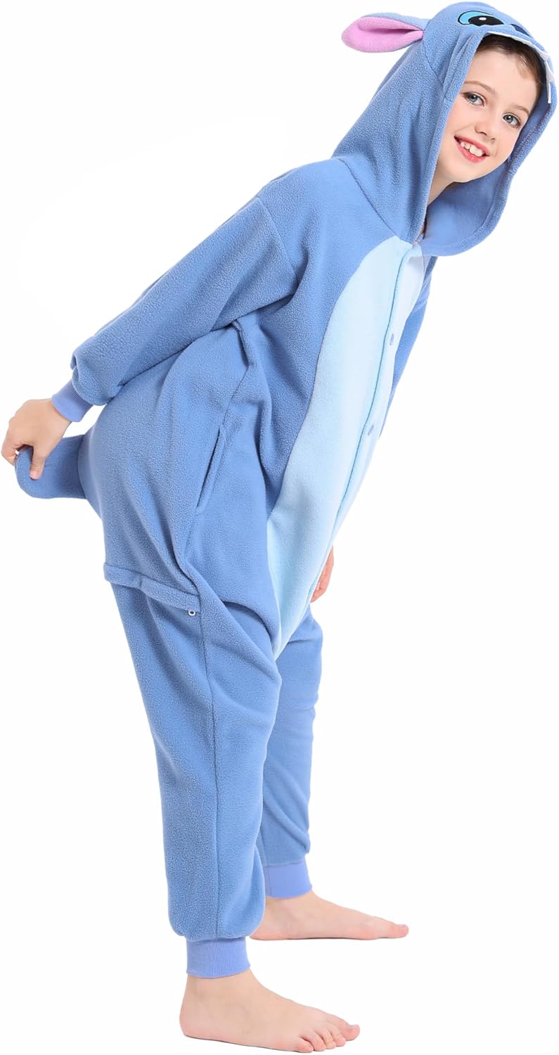 Polyster, disfraz unisex de Halloween para niños, disfraz para cosplay de animé, de una pieza para niñas y niños de 10 a 12 años (10 (125 #), azul)