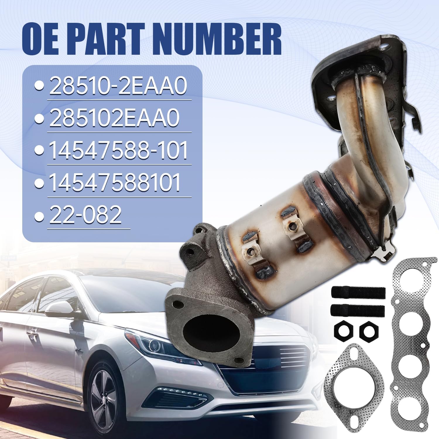 28510-2EAA0 Convertidor catalítico frontal compatible con Hyundai Sonata Hybrid 2016-2017 Kia Optima Hybrid 2017-2019 2.0L L4 (solo modelos híbridos)