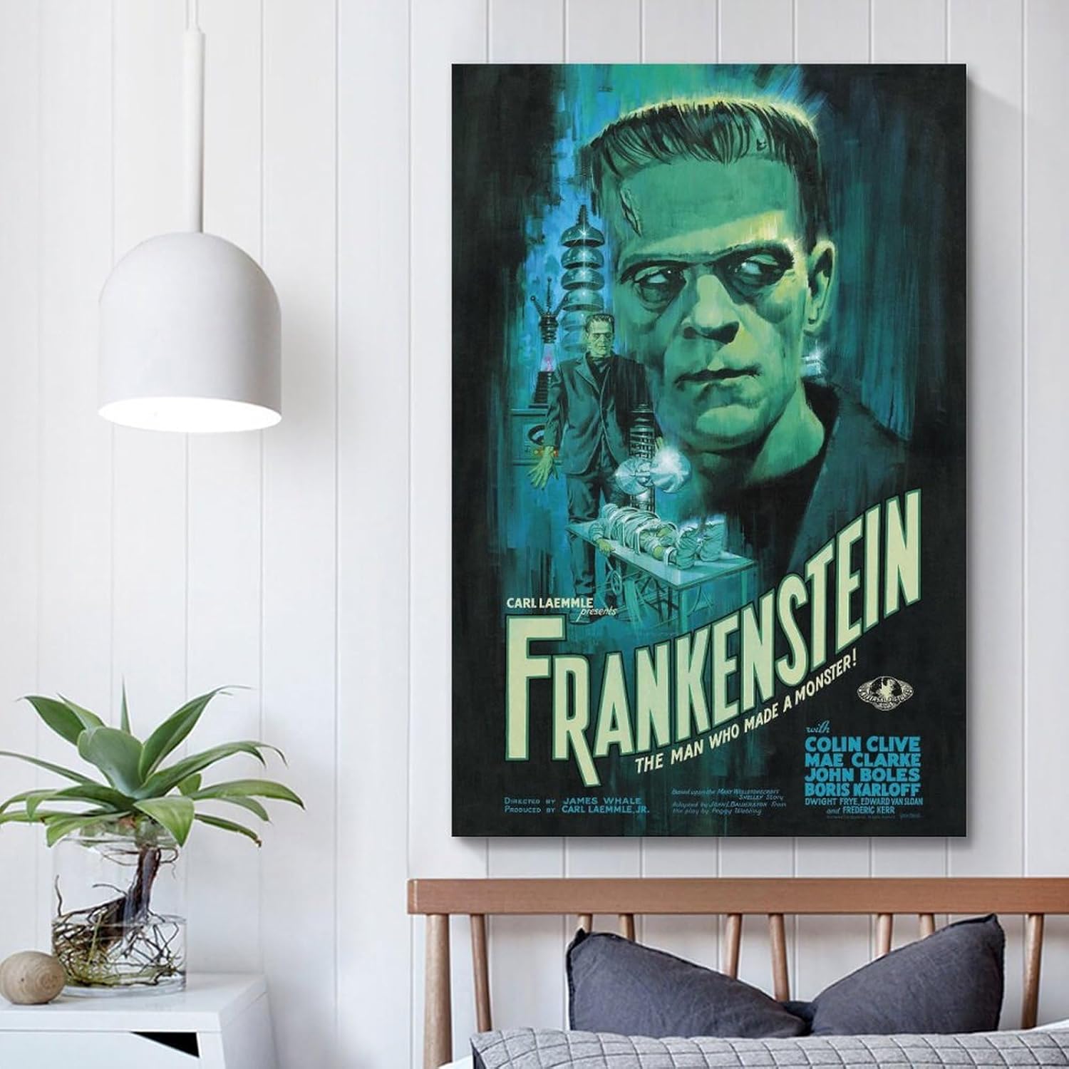 Frankenstein – Póster de lienzo de película y álbum de música, pintura de pared, estética, decoración de habitación, 12 x 18 pulgadas (11.8 x 17.7