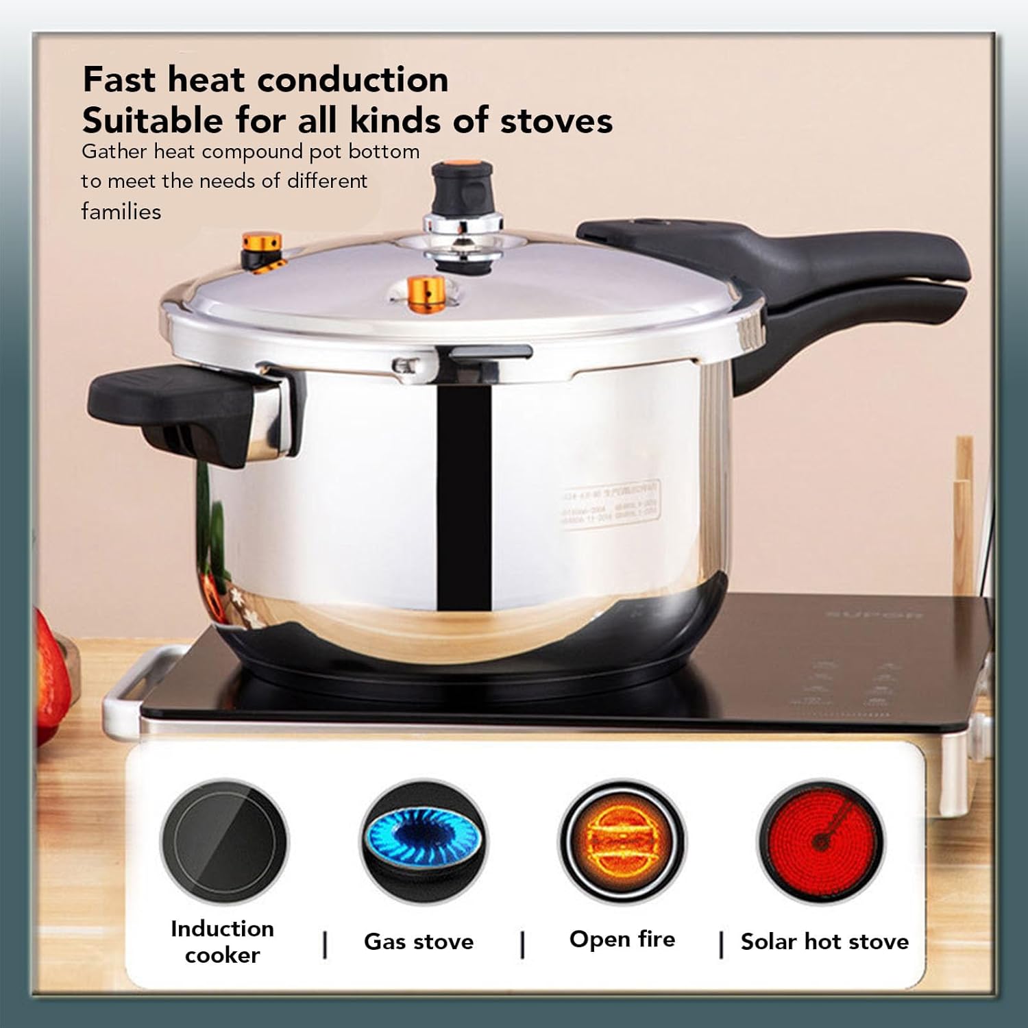 Cocina a presión eficiente, calentamiento rápido de 6.3 in de válvulas, olla eléctrica a presión de acero inoxidable 304 y plástico, perfecta para