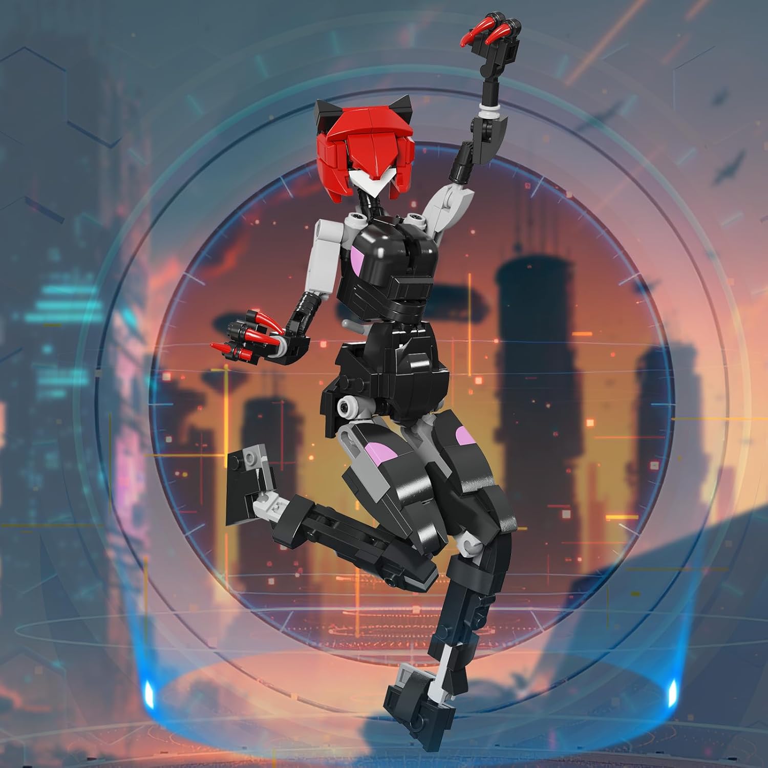 Mecha – Juego de bloques de construcción, modelo de figura de acción de robot Cat Girl, juguetes de mujer gato para niños y niñas, regalos de