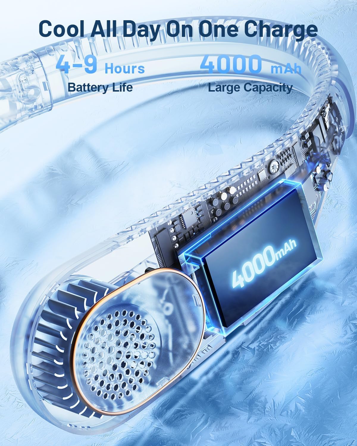SWEETFULL Ventilador de cuello portátil de enfriamiento de 360, ventilador personal sin aspas, sin torsión de pelo, ventilador recargable USB de