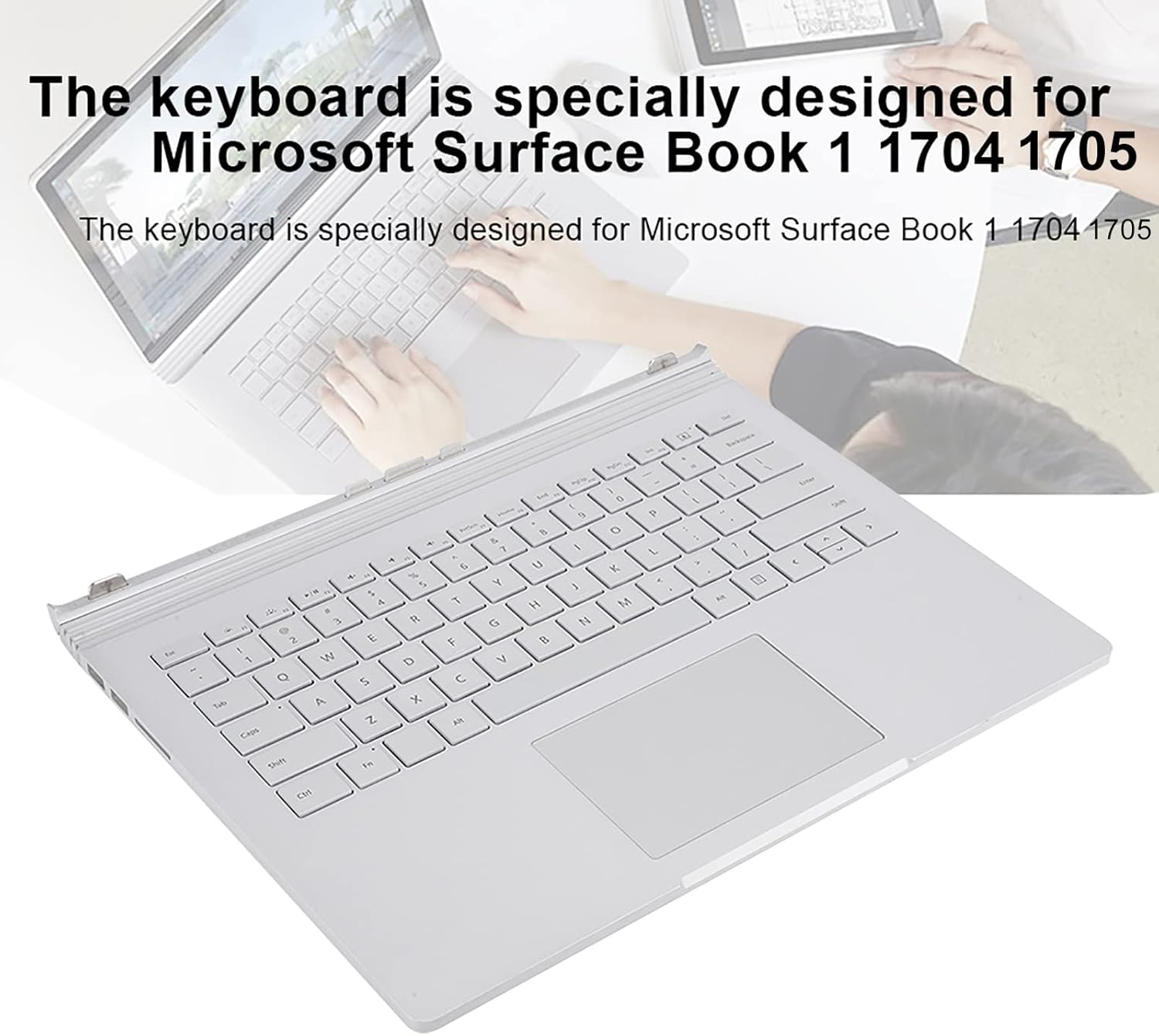 Fydun para Surface Book, teclado de reemplazo pc panel frontal 1 1704 1705 multifuncional plata para portátil portátil
