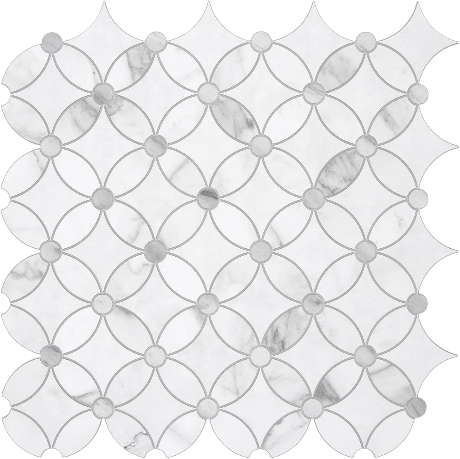 SUNWINGS Azulejos autoadhesivos de 10 hojas para salpicadero con chorro de agua, paneles de pared de mármol blanco, para cocina, baño, chimenea