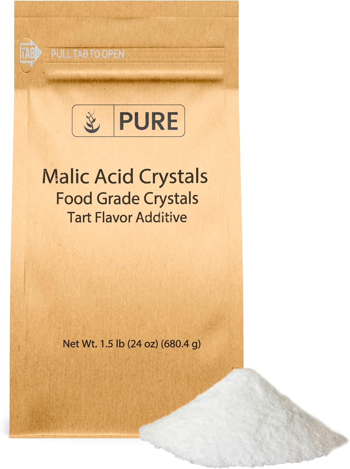PURE ORIGINAL INGREDIENTS Cristales de grado alimenticio de ácido málico (1.5 libras), sabor agrio