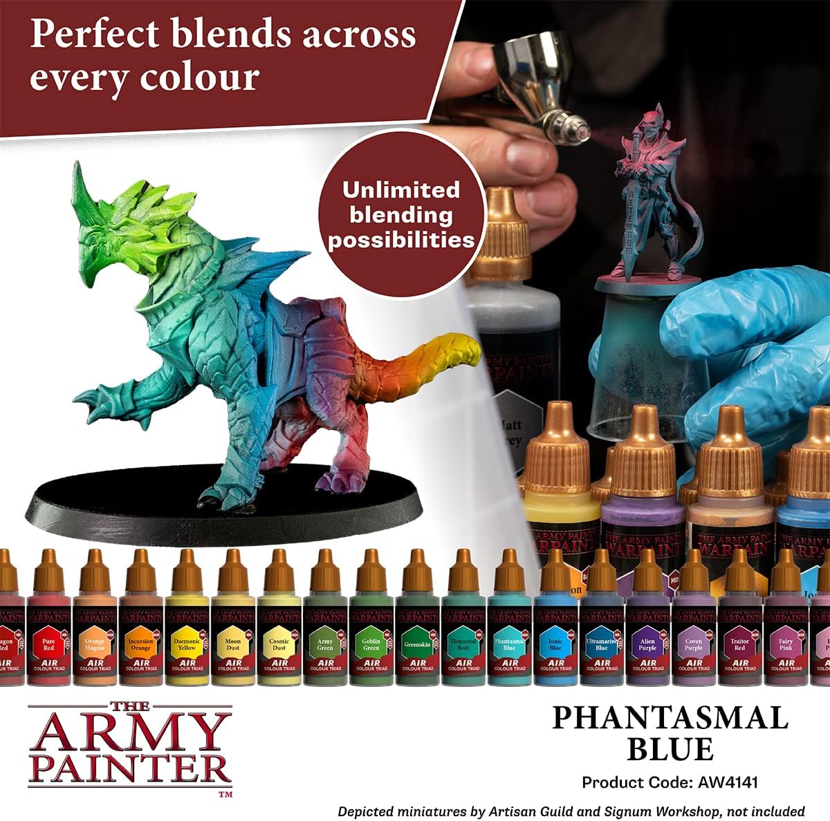 The Army Painter Warpaints Air Phantasmal Blue – Pintura no tóxica a base de agua para aerógrafo – pintura acrílica e imprimación para juegos de rol