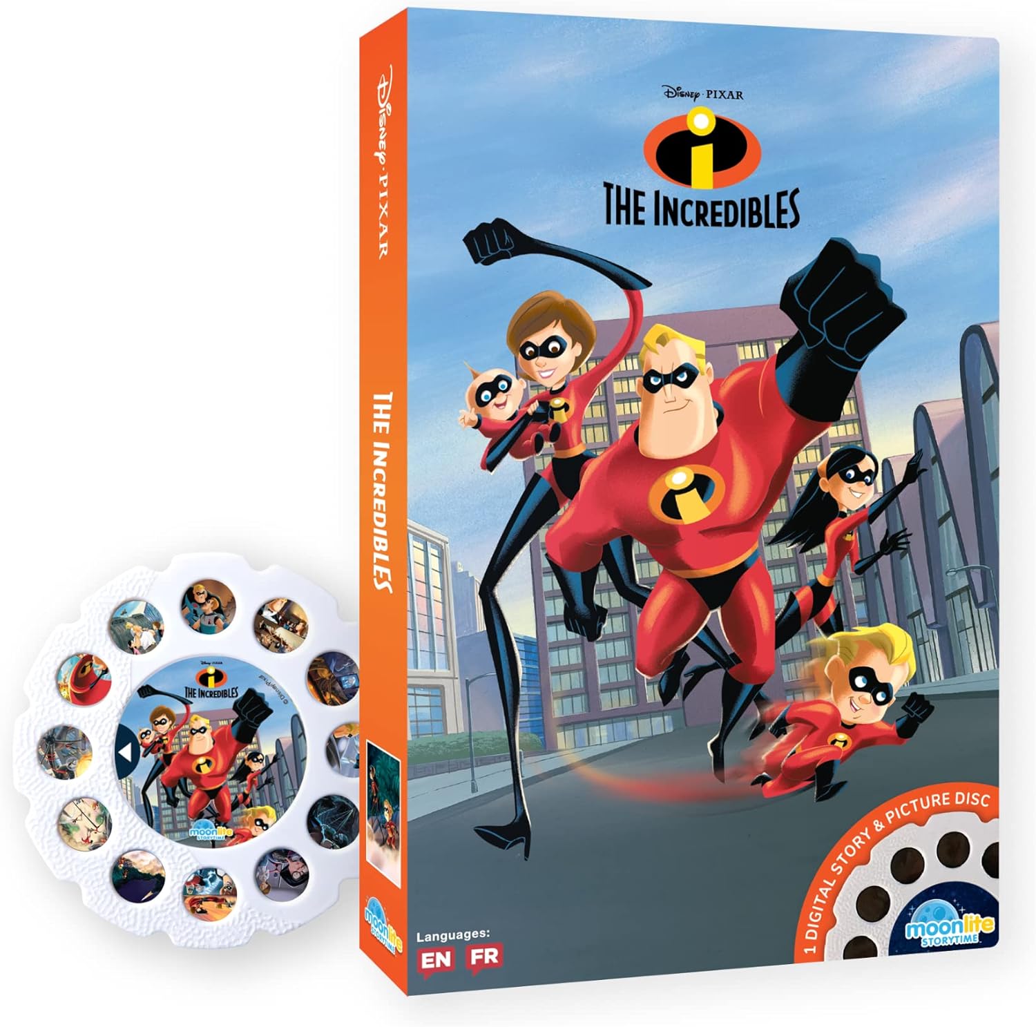 Moonlite Storytime – Carrete de libro de cuentos The Incredibles, una forma mágica de leer juntos, historia digital para proyector, divertidos