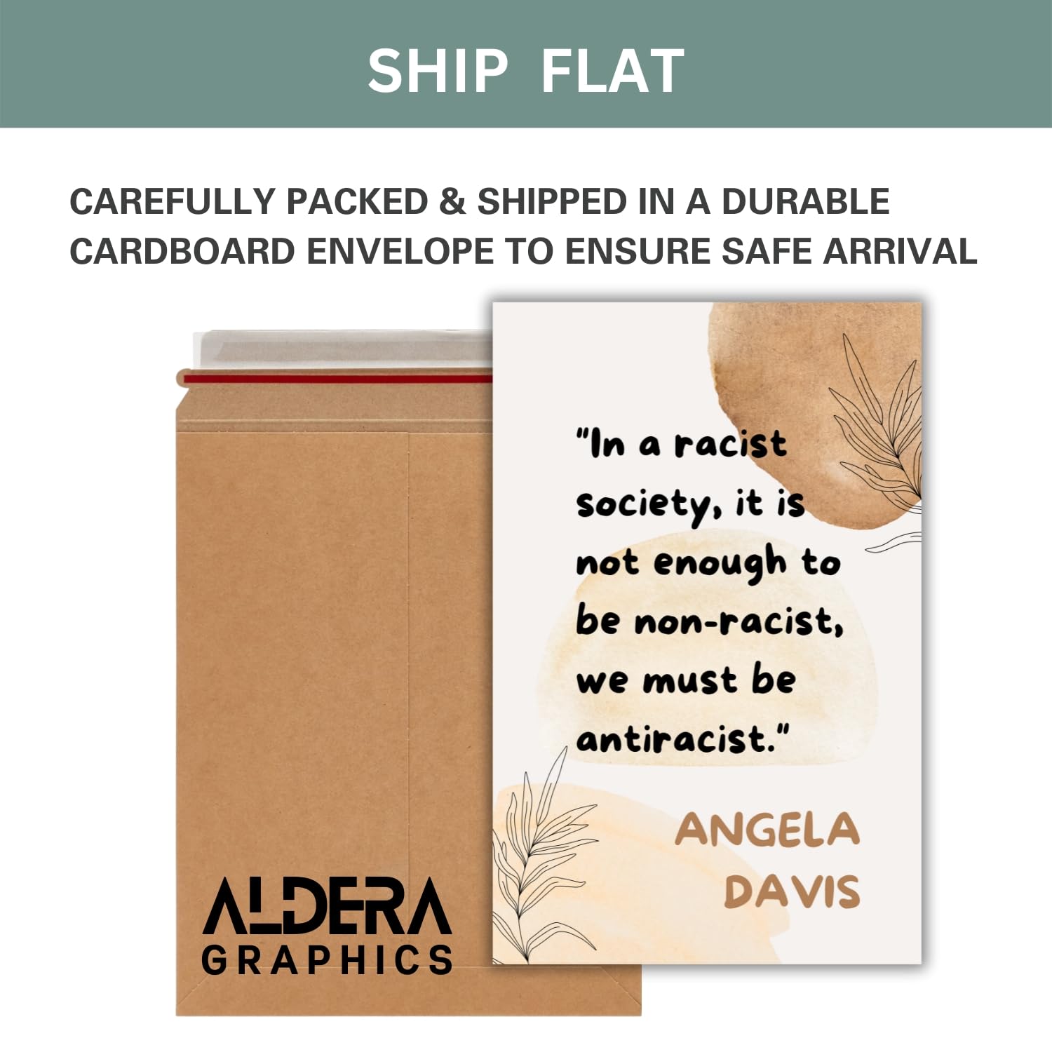 Inspirational Feminist Poster – Angela Davis Quote – Empowered Women Print, Inspirational Wall Art Posters for Teen Girls Room Decor, Womens History