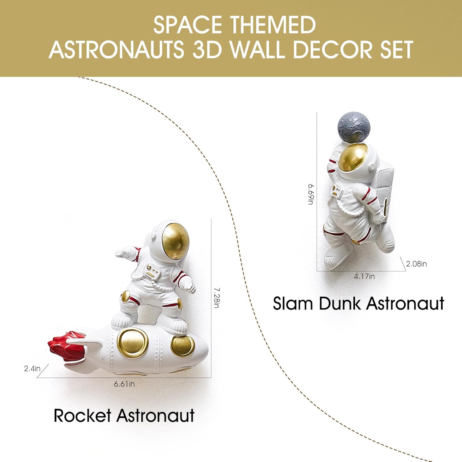 Juego de 2 esculturas de pared de astronautas, decoración moderna para el hogar, decoración de pared para sala de estar, dormitorio, decoración de