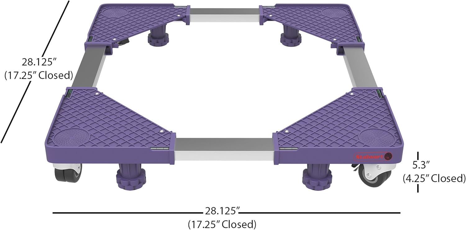 Carretilla multiusos con 4 pies, ruedas giratorias de bloqueo, niveles y base ajustable para mover lavadora, secadora, electrodomésticos, capacidad