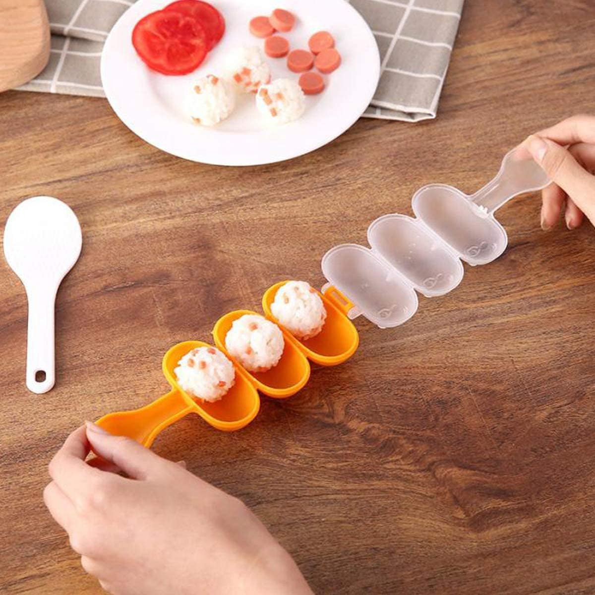 Molde de bola de arroz para batido de sushi, molde de sushi con formas de animales (3 piezas + 1 pieza) herramienta de bricolaje herramienta de