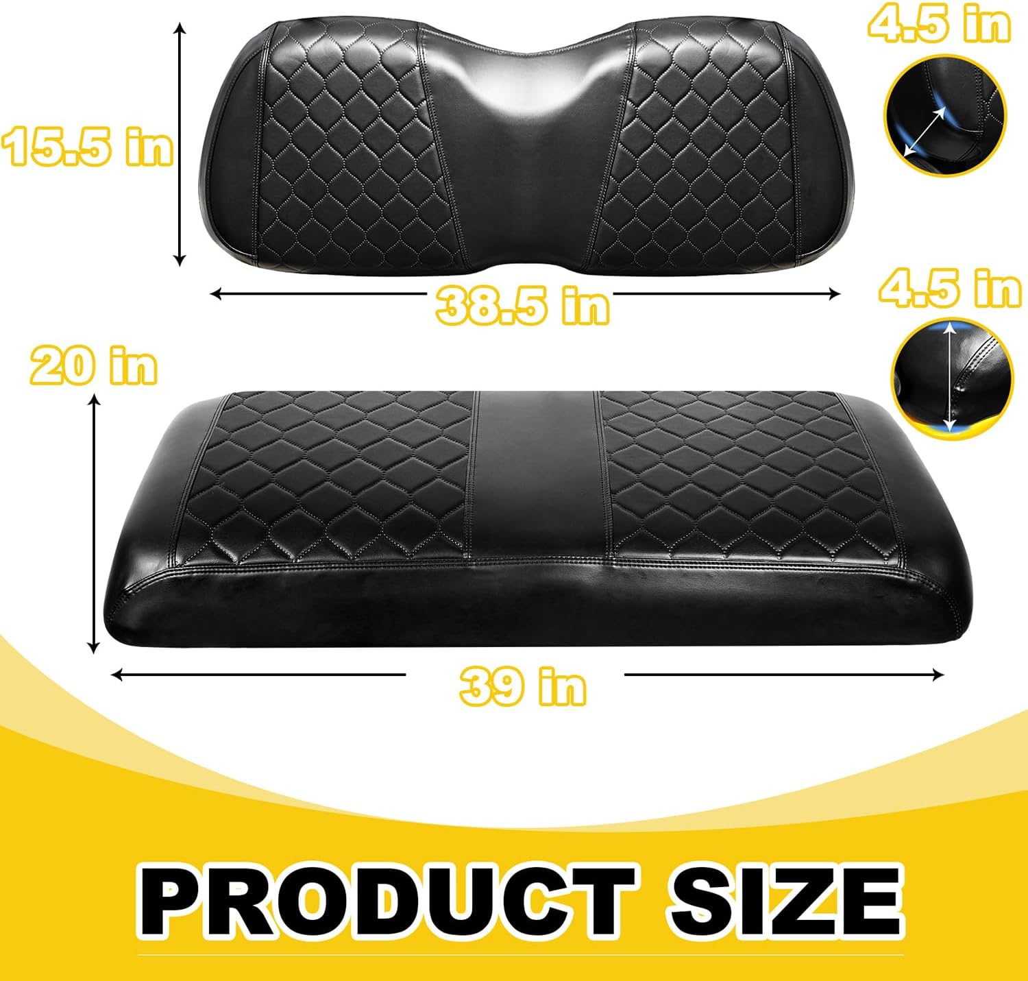 Kit de funda de asiento de carrito de golf para Club Car Precedent OEM Cojín delantero ordinario, no requiere grapadora y funda de asiento de