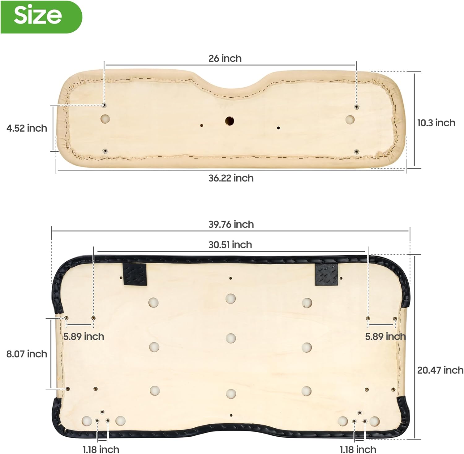 10L0L Kit de montaje del asiento delantero del carrito de golf para EZGO RXV 2008-up, cojines de asiento de estilo fábrica y respaldo del asiento,