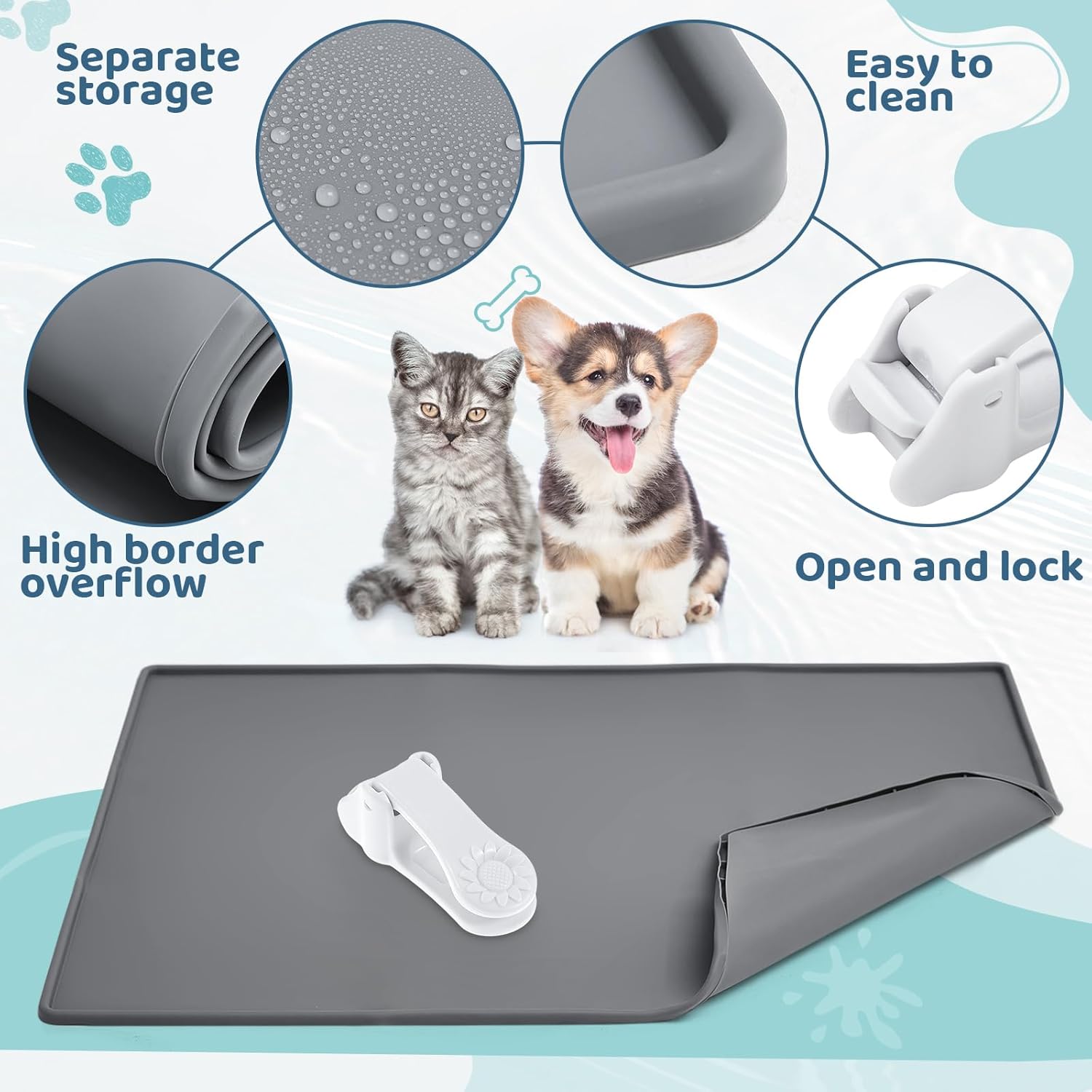 1 soporte para almohadilla de orina de 30 x 24 pulgadas, bandeja de silicona para orinal para perros, bandeja para orinal sin derrames, soporte para