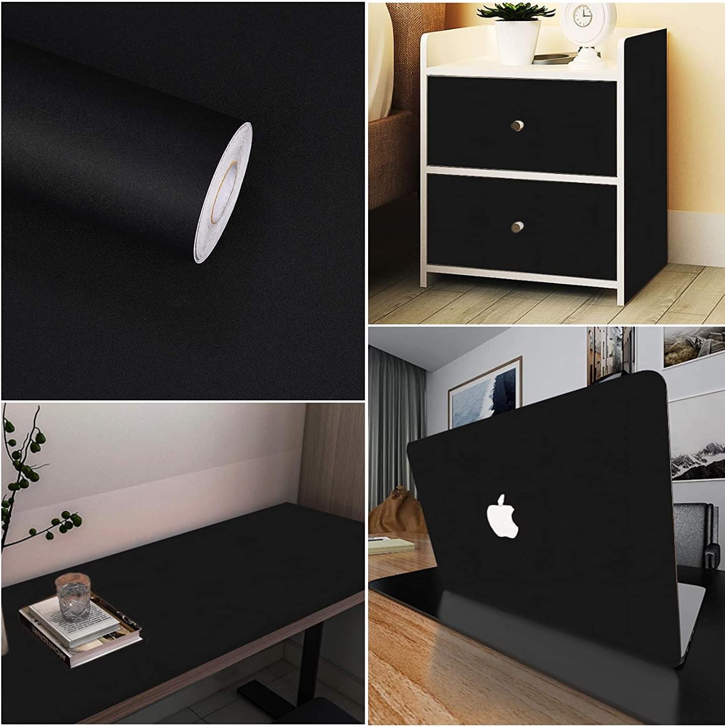 practicalWs – Papel tapiz negro de 23.6 x 118 pulgadas