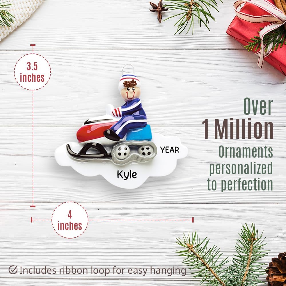 Adorno personalizado de motos de nieve 2022, adornos deportivos de invierno al aire libre para árbol de Navidad, snowboard, regalo de recuerdo para