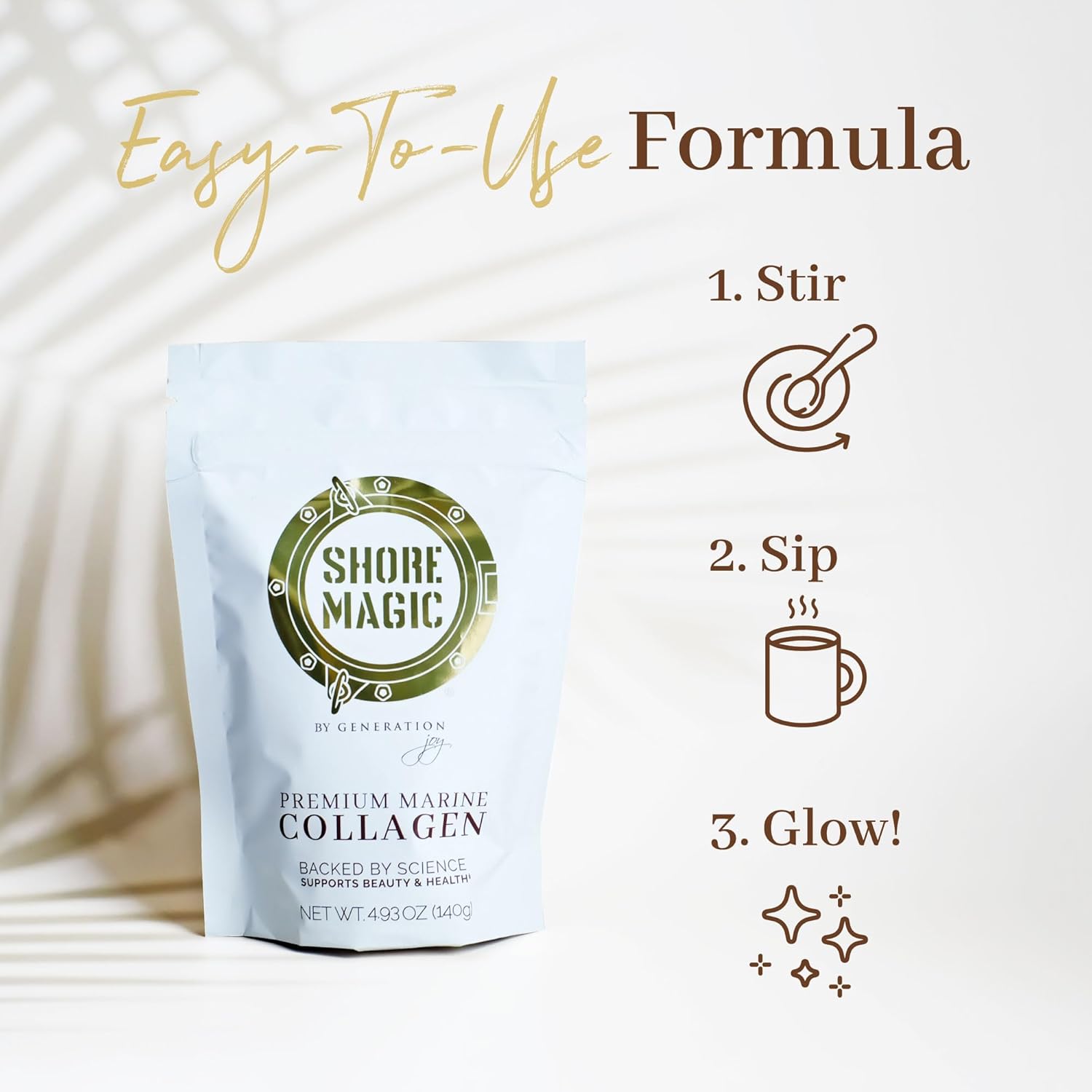 Shore Magic Polvo de colágeno marino prémium con tipo I II III y IV, péptidos hidrolizados para mujeres y hombres, procedentes de pescado silvestre,