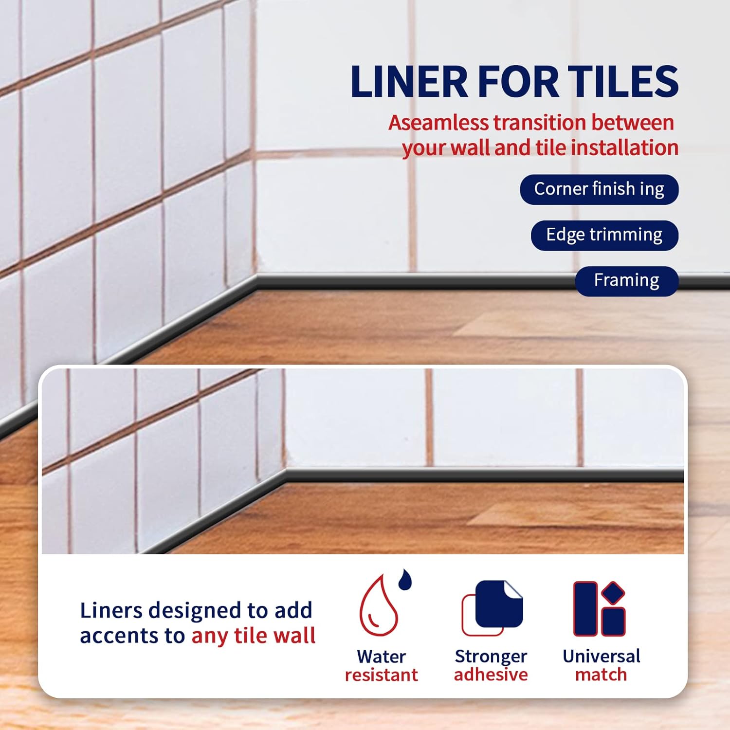 Art3dwallpanels Moldura flexible de 10 pies para despegar y pegar para borde de azulejos en muro, ajuste de pared autoadhesivo para decoración de