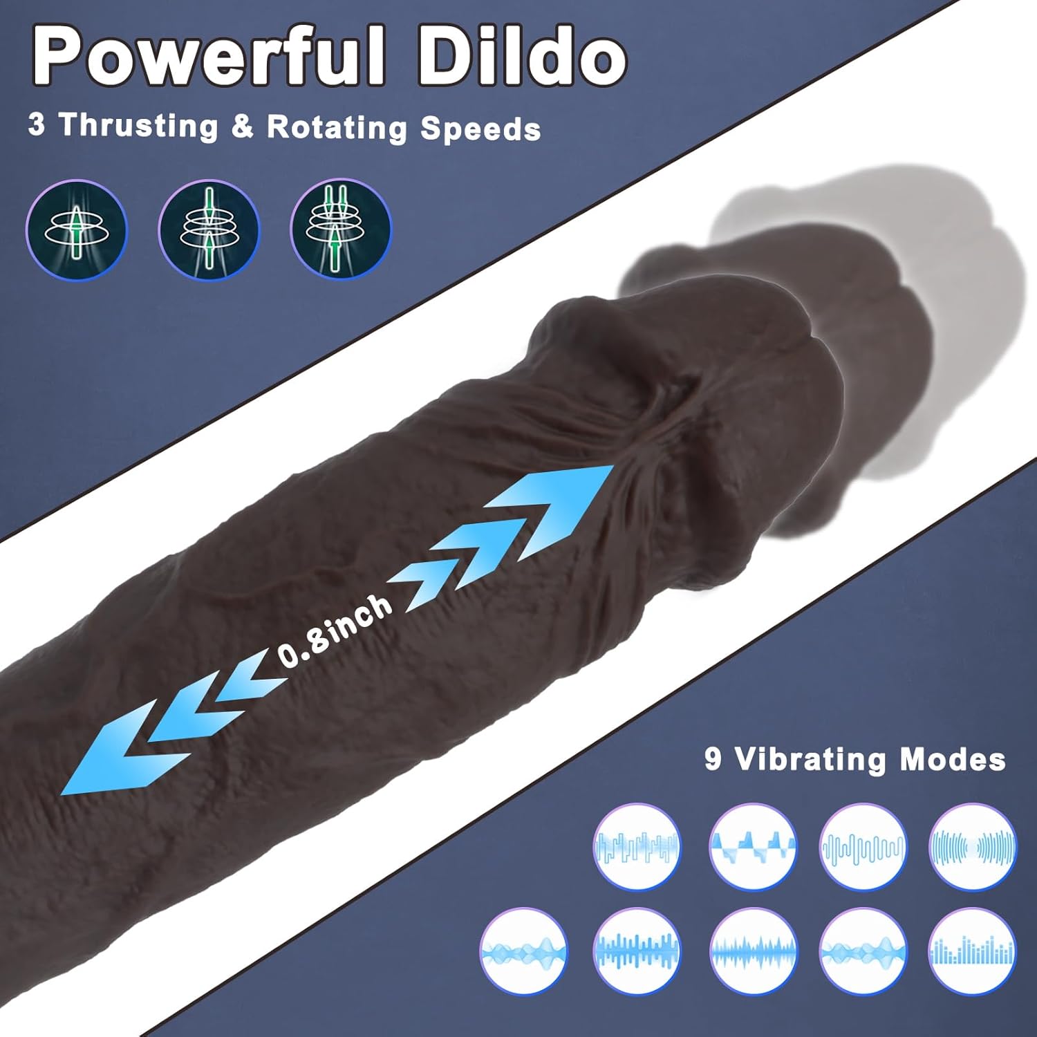 Consolador de empuje de 8.9 pulgadas, juguetes sexuales para mujeres, consoladores realistas con control remoto con aplicación con 9 vibraciones y 3